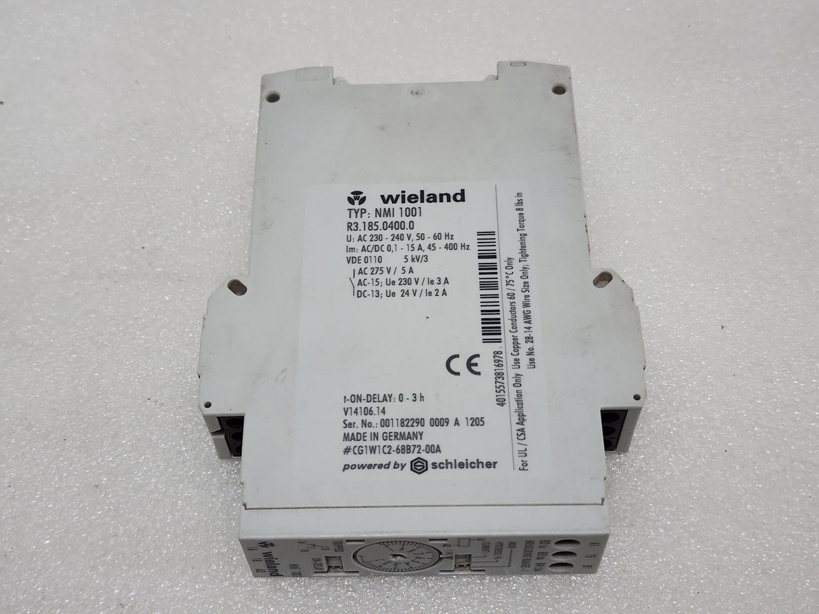 WIELAND NMI 1001 RELAY R3.185.0400.0 230-240VAC