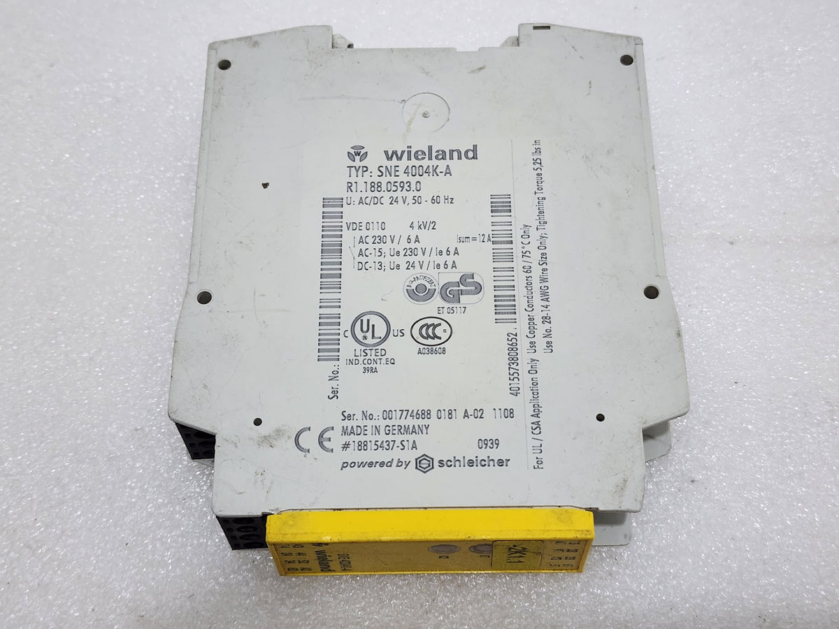 WIELAND SNE 4004K-A SAFETY RELAY R1.188.0593.0 24VAC-DC