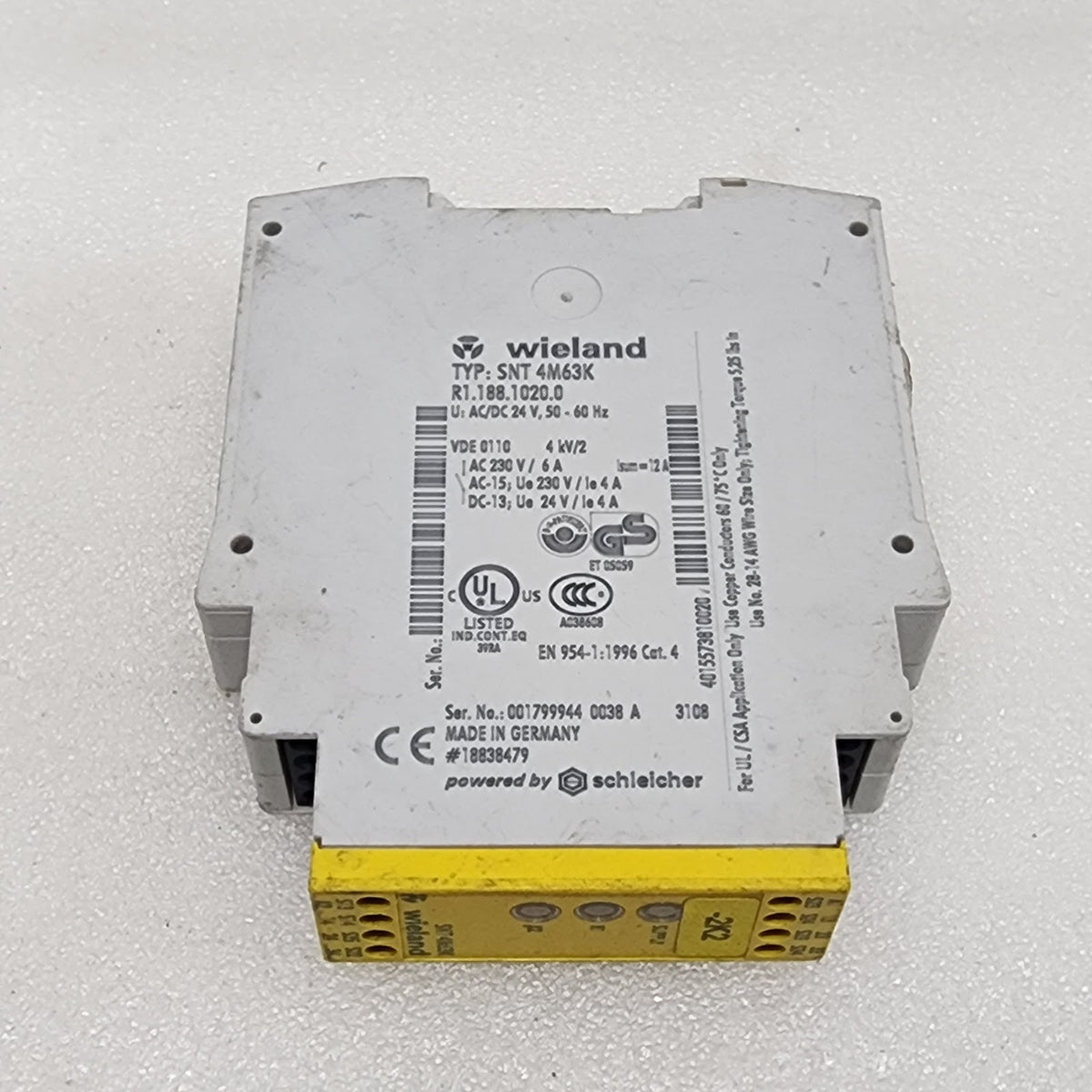 WIELAND SNT 4M63K SAFETY RELAY R1.188.1020.0 24VAC-DC