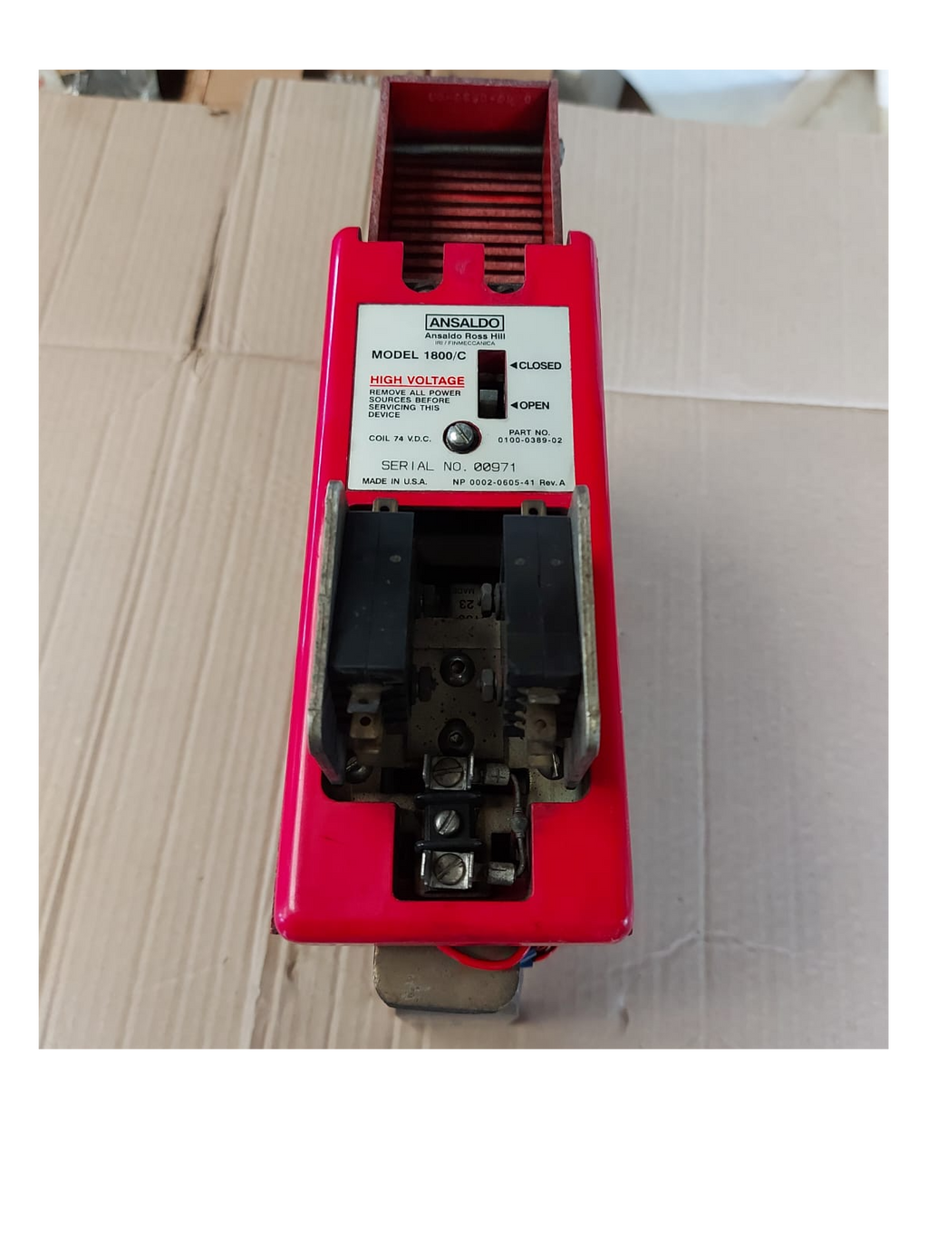 ANSALDO ROSS HILL 1800/C CONTACTOR 0100-0389-02 COIL VOLTAGE 74VDC