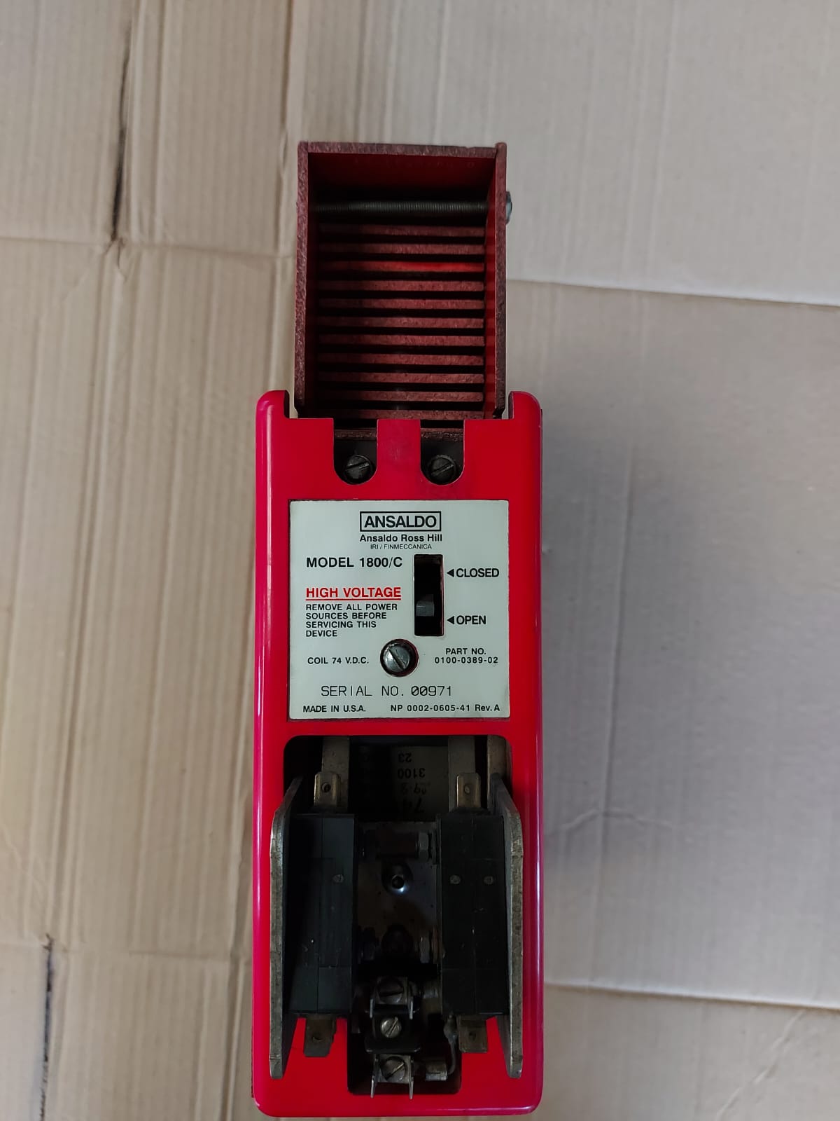 ANSALDO ROSS HILL 1800/C CONTACTOR 0100-0389-02 COIL VOLTAGE 74VDC