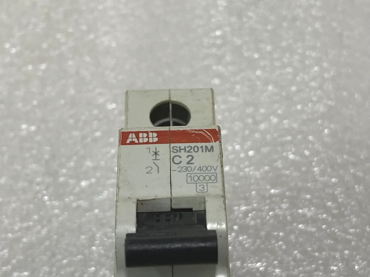 ABB SH201M-C2 1 Pole MCB 2A C-Curve 230-400V 10kA DIN Rail Pre-Owned