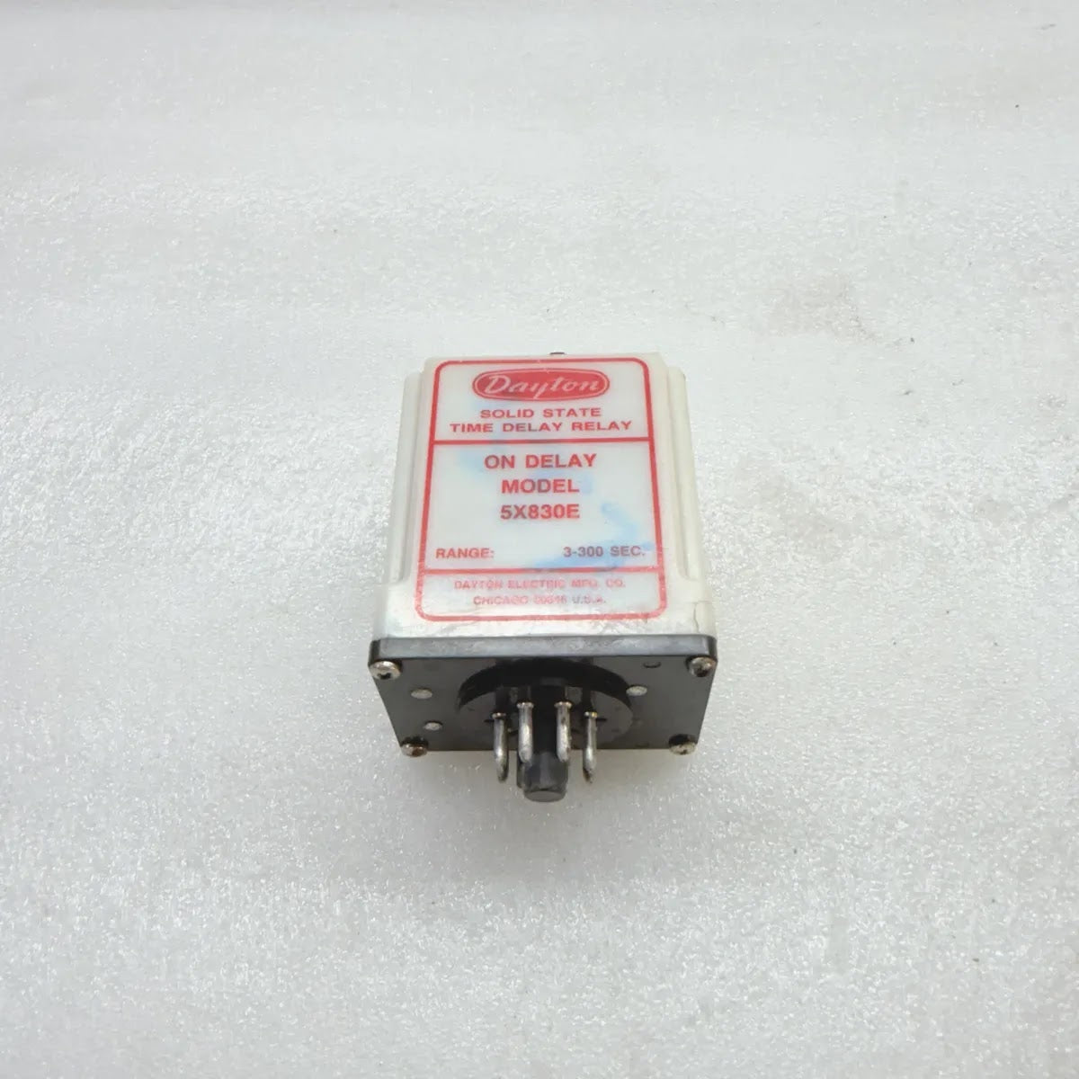 DAYTON 5X830E Solid State Time Delay Relay 120VAC 3-300 Sec
