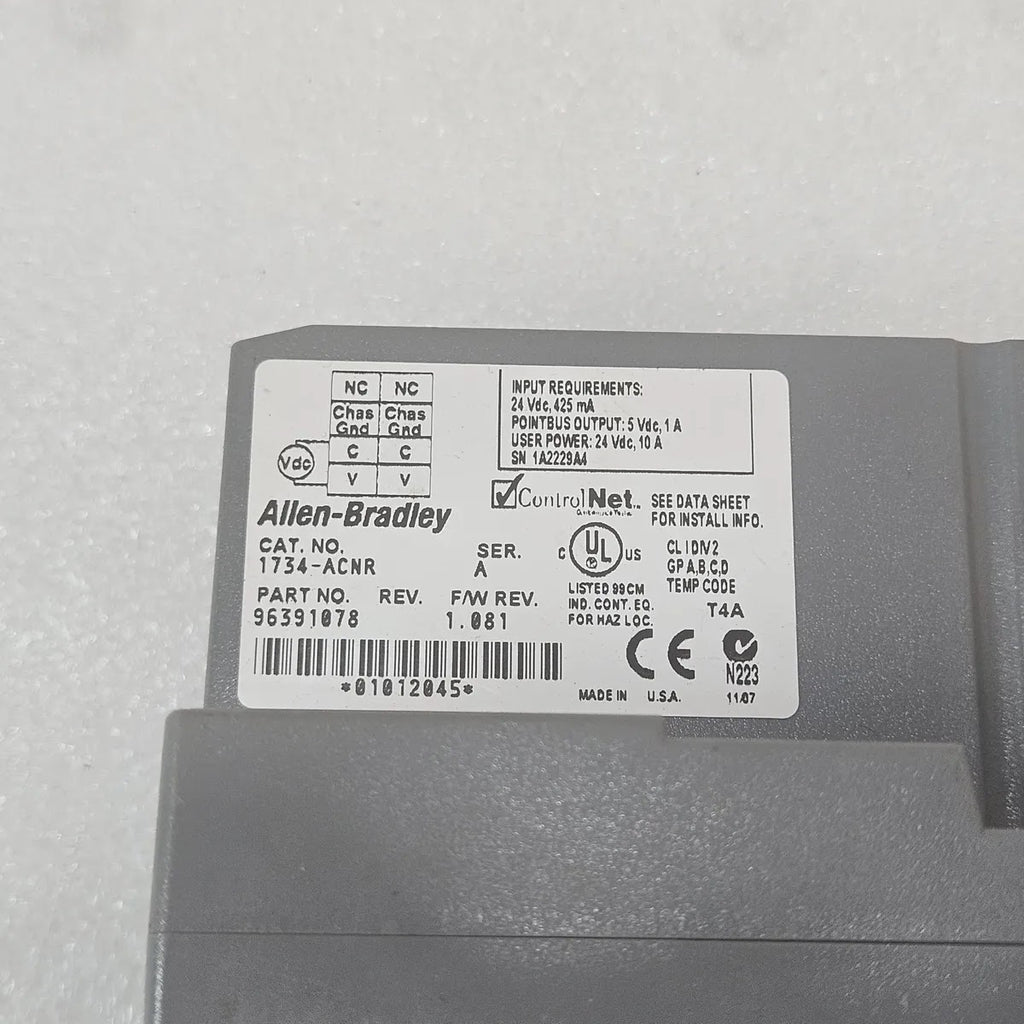 A Bradley 1734-ACNR Point I/O ControlNet Adapter 24Vdc