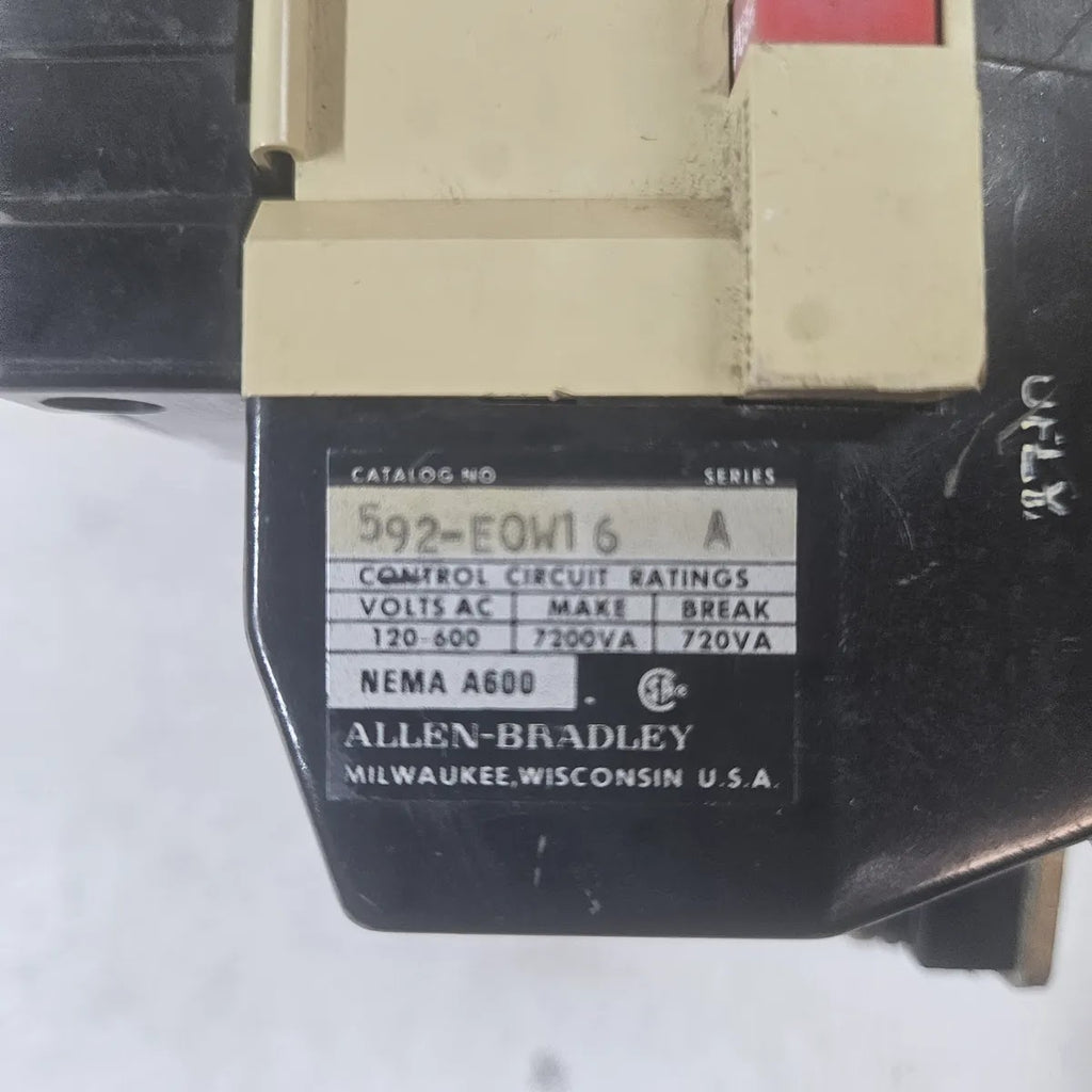 A Bradley 592-EOW16 Overload Relay NEMA A600 120-600V