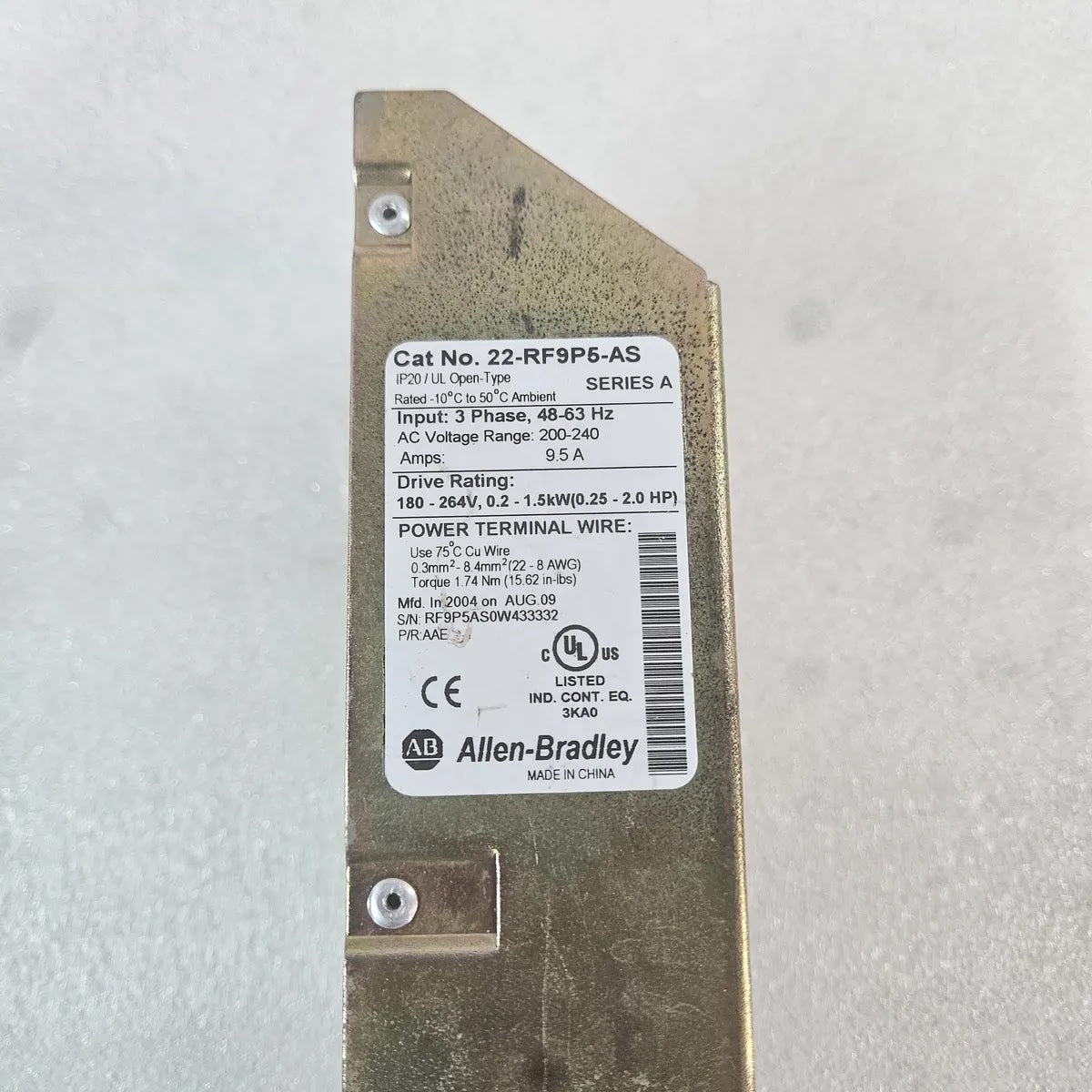 A Bradley 22-RF9P5-AS EMC Filter 3Ph 200-240V 9.5A