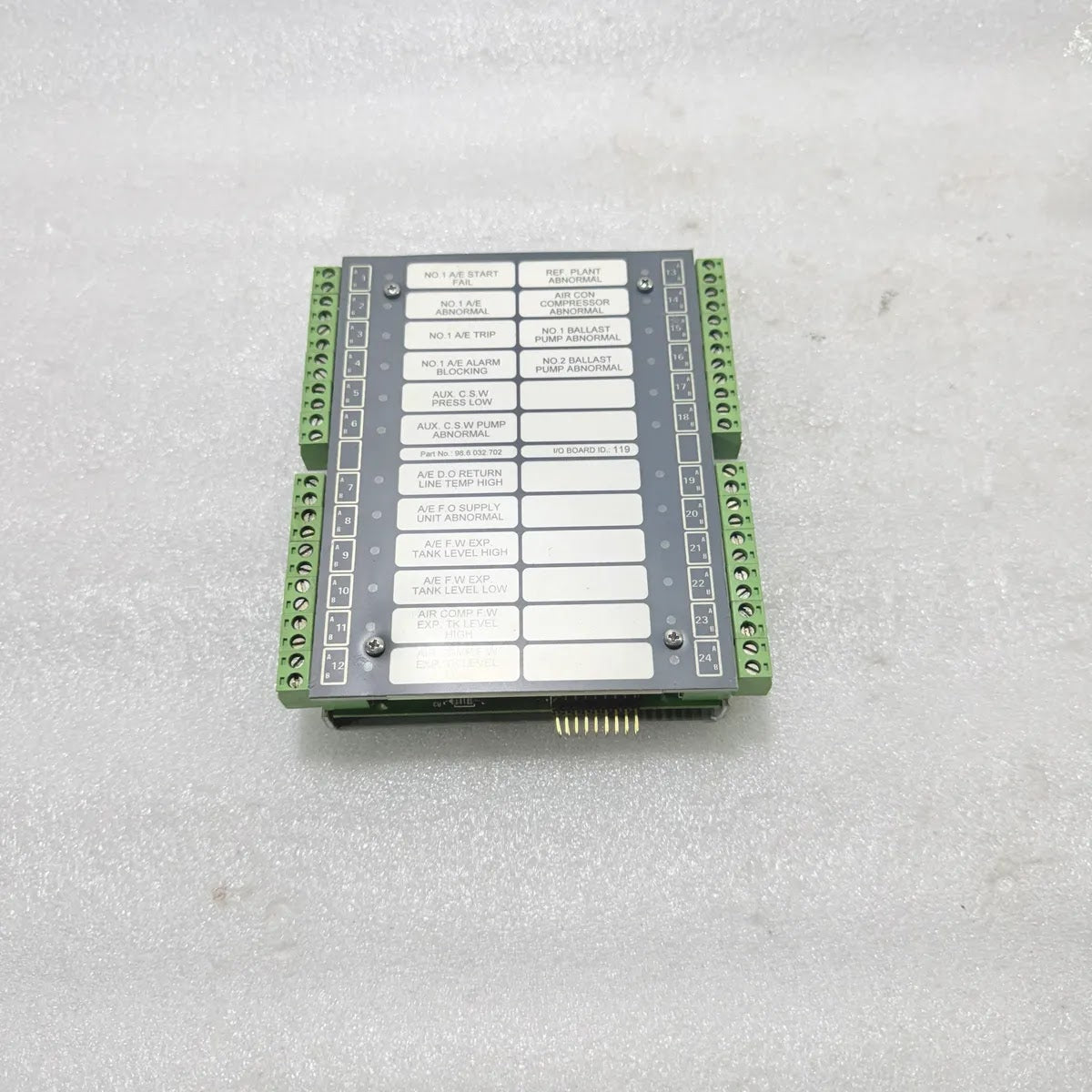 TERASAKI 98.6.032.702 I/O BOARD ID 119 Marine Alarm Monitoring Module