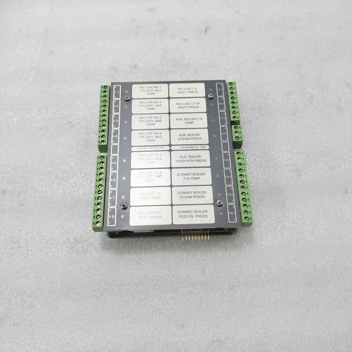 Terasaki 98.6.034.702 I/O Board ID 122 Marine Engine Temp Monitoring Rev 1A