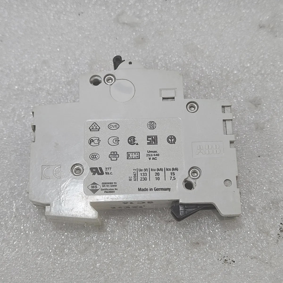 ABB S 201 C16 MCB 16A 1-Pole 230/400V IEC 60947-2 Germany