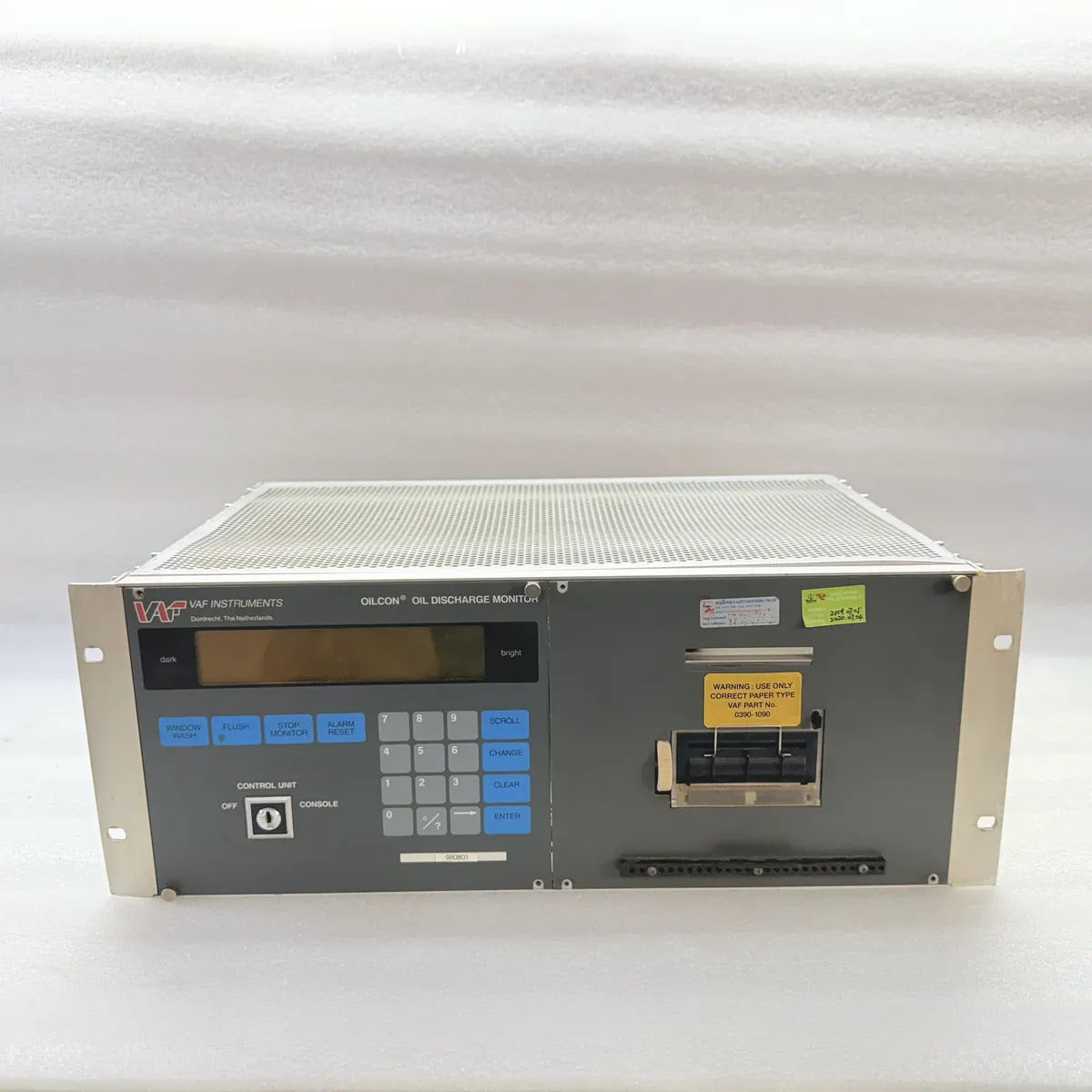 VAF INSTRUMENTS OILCON OIL DISCHARGE MONITOR Control Unit POWER CARD MISSING