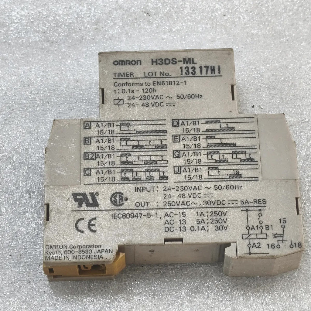 Omron H3DS-ML Timer Relay 24-230VAC 24-48VDC 0.1s-120h Multi-Mode DIN Rail