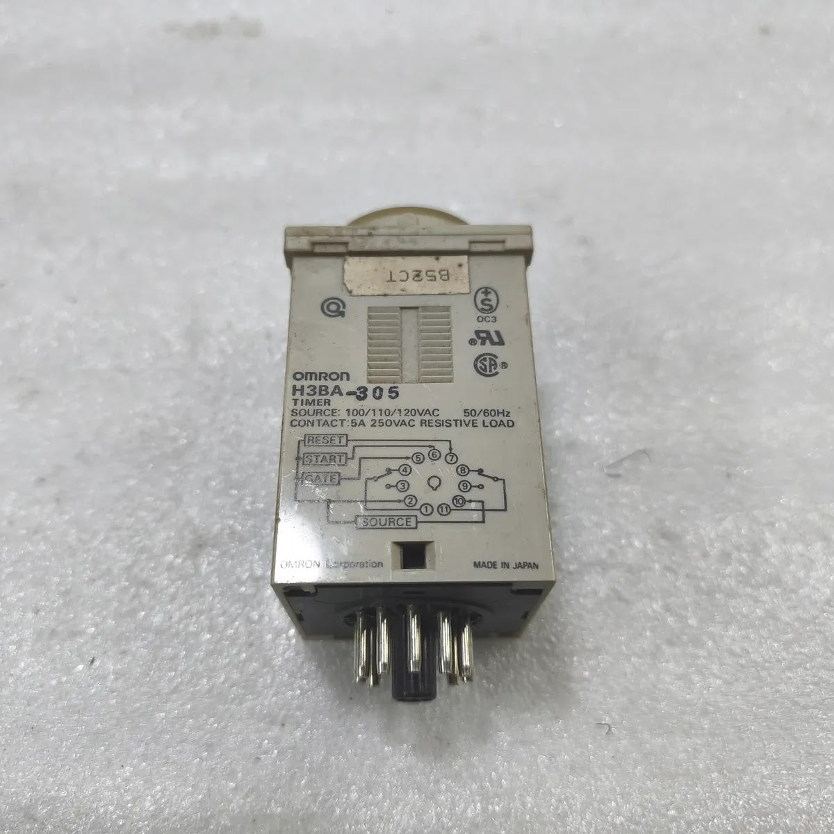 Omron H3BA-305 Timer 100/110/120VAC 50/60Hz 5A 250VAC Resistive Load