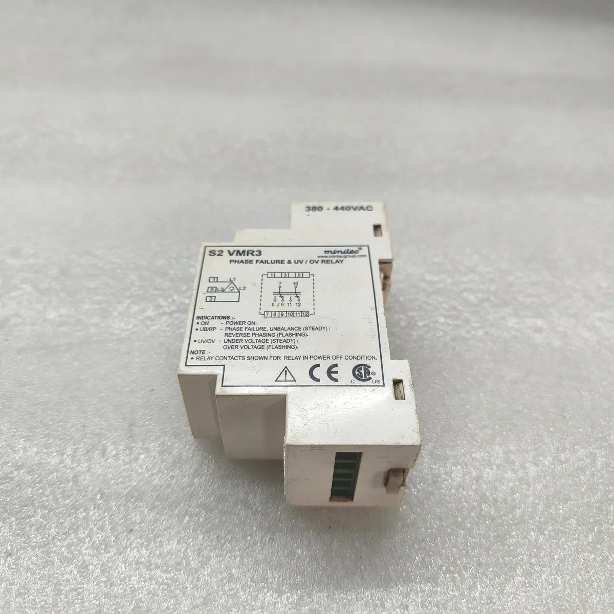 Minilec S2 VMR3 Phase Failure & UV/OV Relay 380-440VAC DIN Rail