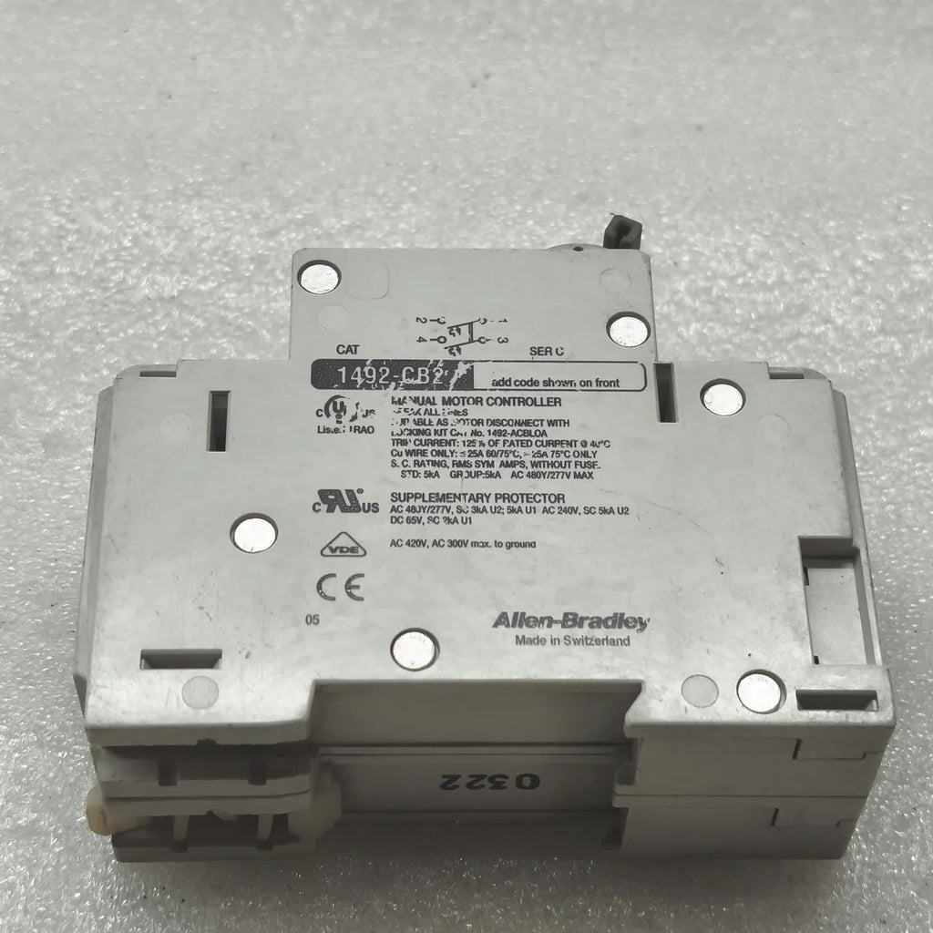 A Bradley 1492-CB2 Manual Motor Controller Supplementary Protector 2A 480Y/277V
