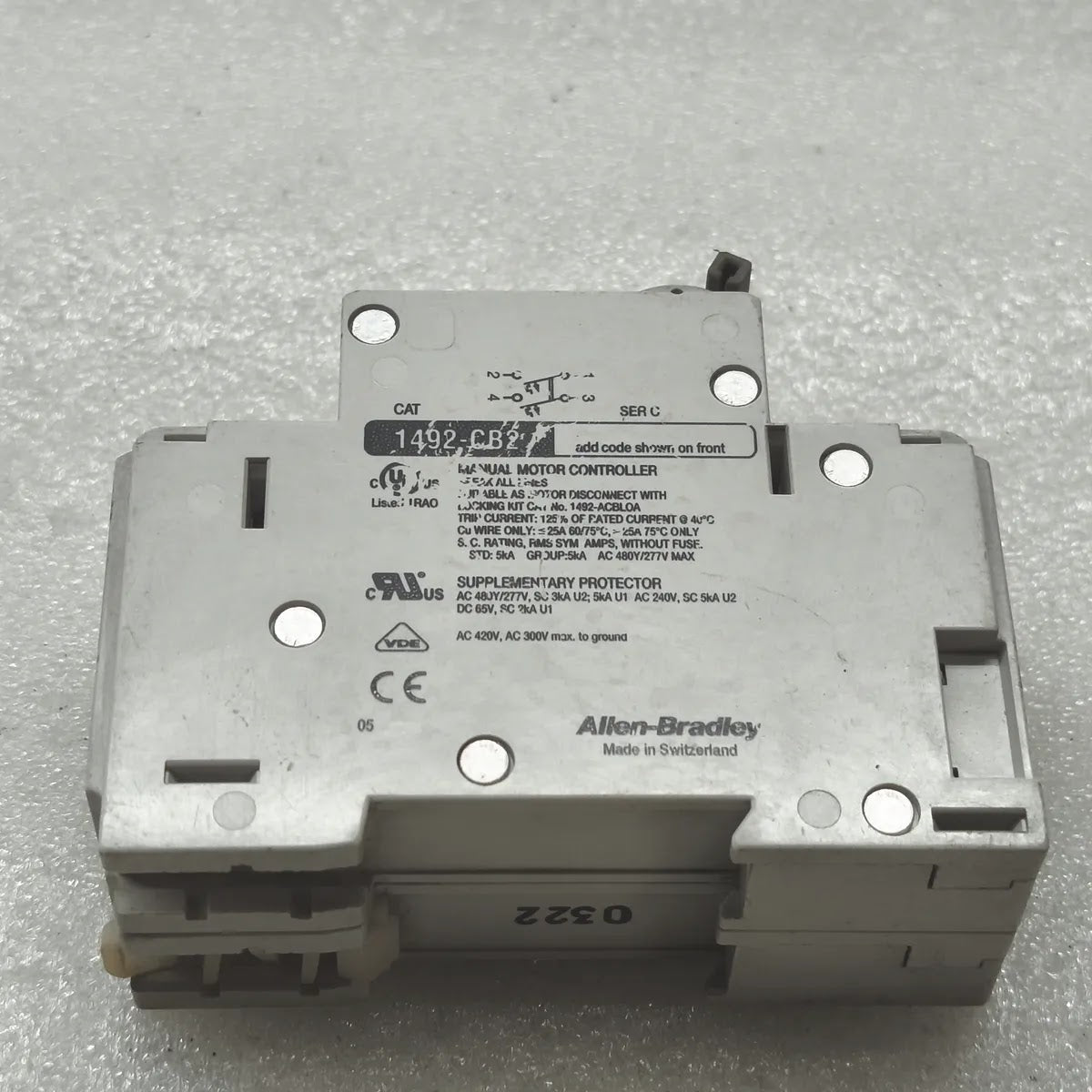 A Bradley 1492-CB2 Manual Motor Controller Supplementary Protector 2A 480Y/277V