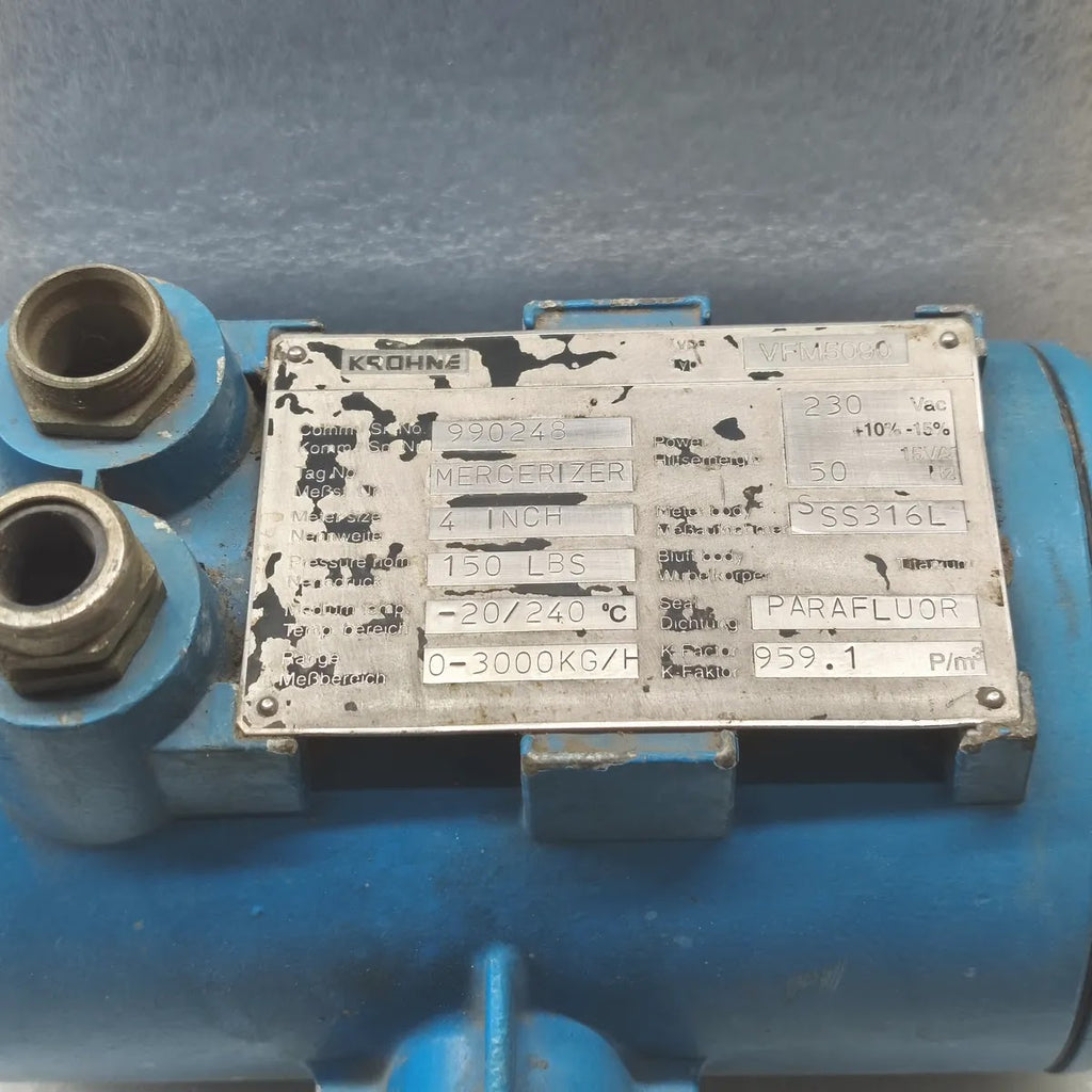 Krohne VFM5090 Vortex Flow Meter 4 Inch 230Vac 50Hz 0-3000KG/H SS316L Parafluor