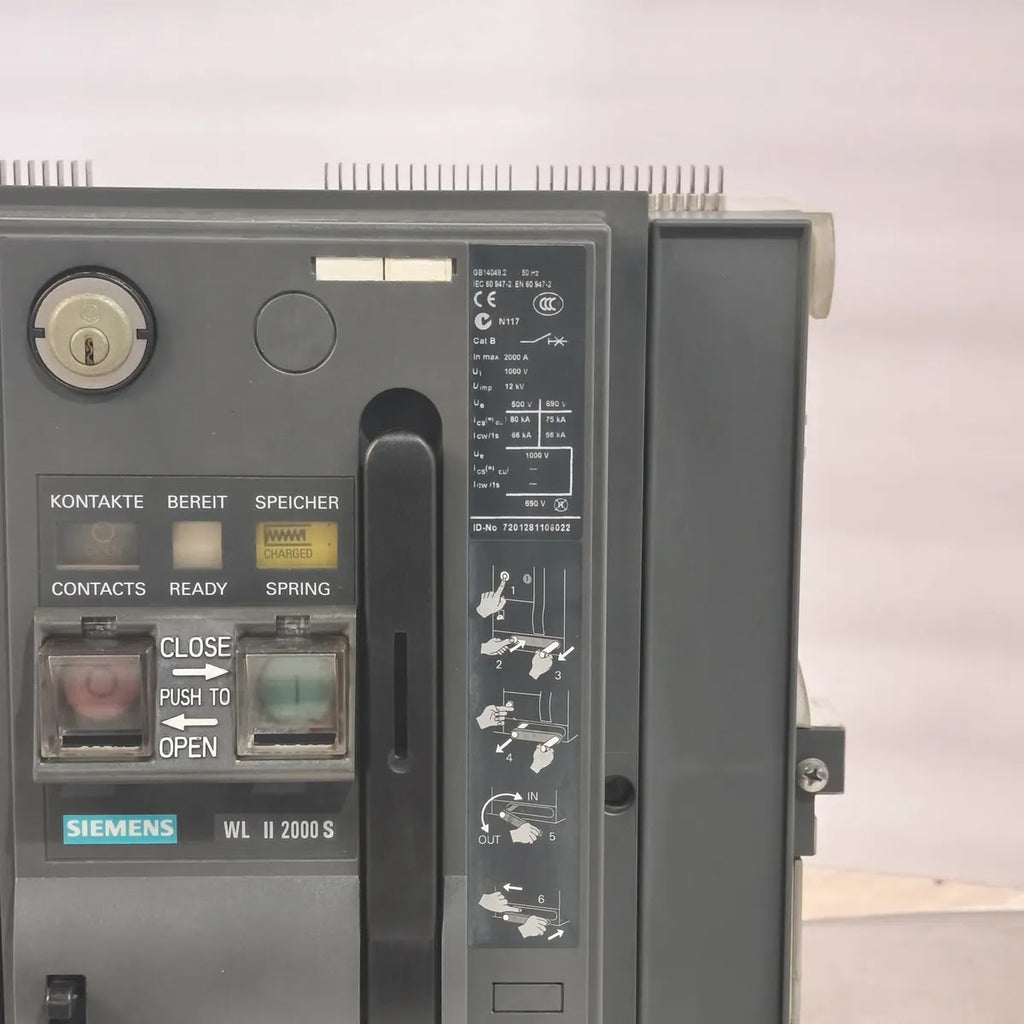 Siemens WL II 2000 S Air Circuit Breaker 3WL1220-3FB36-4GA4 2000A ETU45B