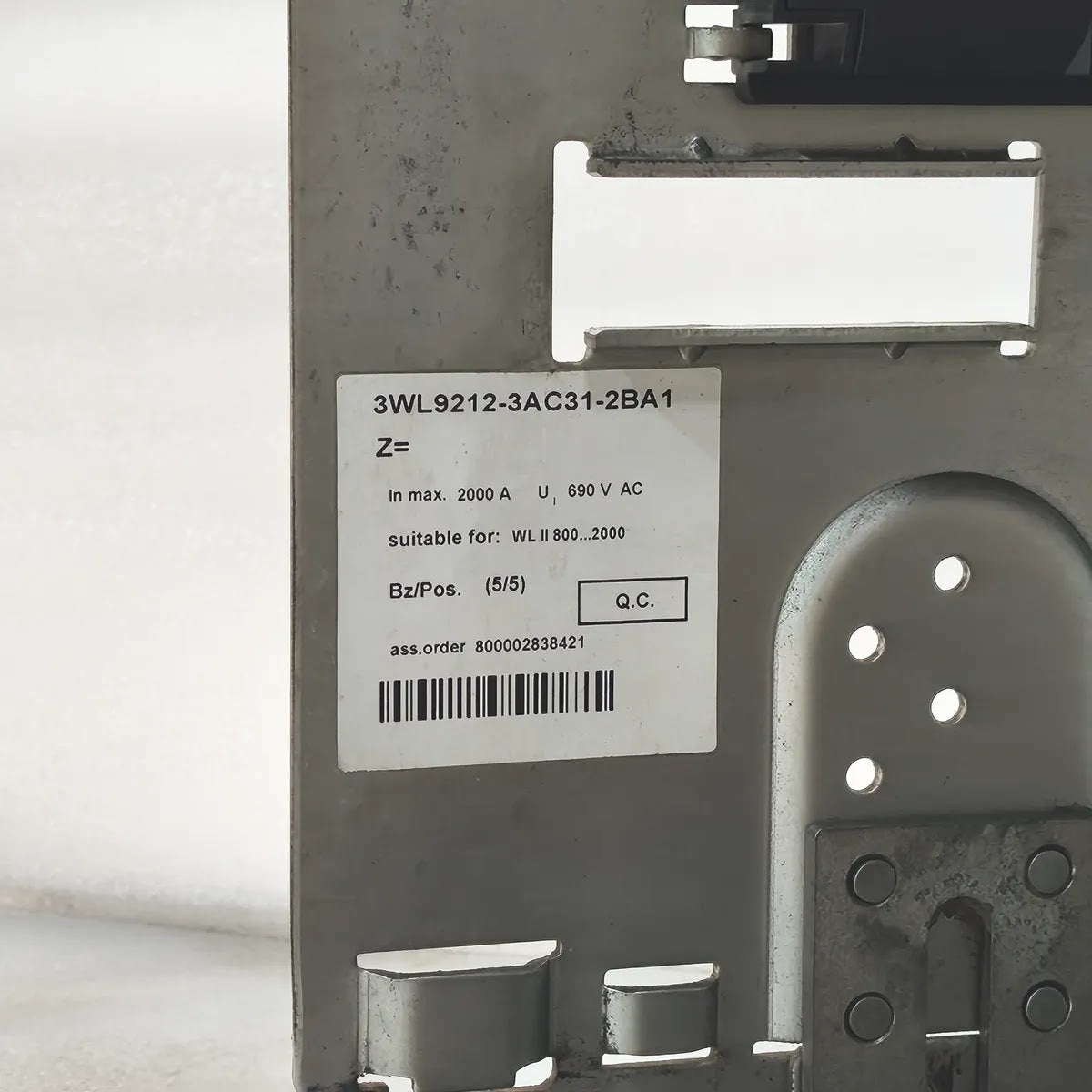Siemens WL II 2000 S Air Circuit Breaker 3WL1220-3FB36-4GA4 2000A ETU45B