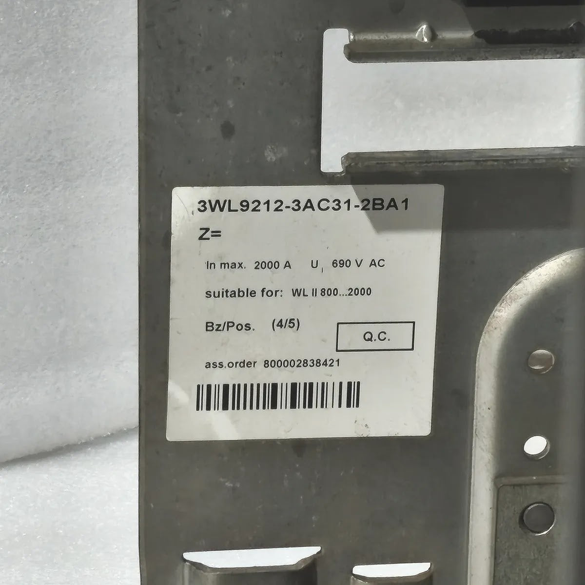Siemens WL II 2000 S ACB 3WL1220-3FB36-4GA4 2000A 1000V CubicleBUS