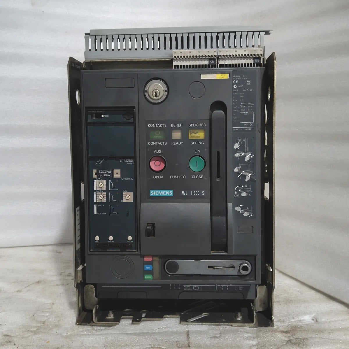 Siemens WL I 800 S Air Circuit Breaker 3WL1108-3CB36-4GA4 800A ETU25B 3P