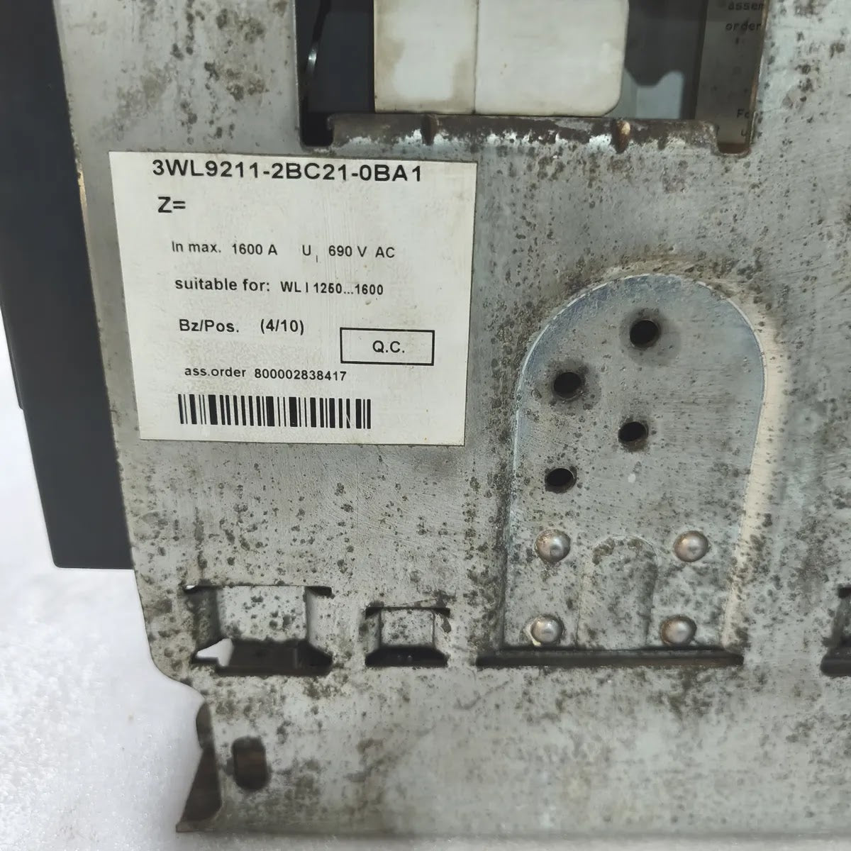 Siemens 3WL1112-2CB45-4GS4-Z Air Circuit Breaker WL I 1250 N 1250A 690V 4-Pole