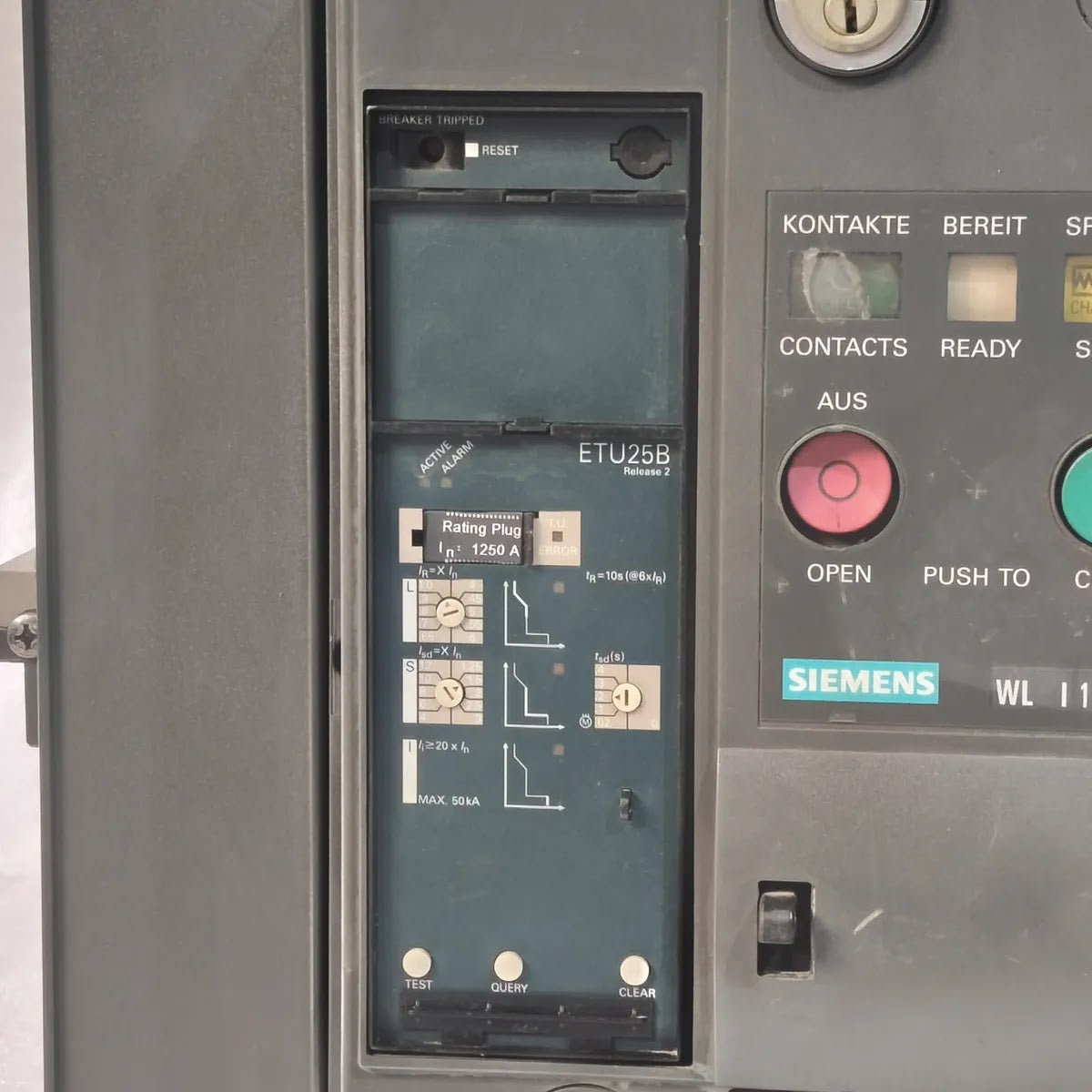 Siemens 3WL1112-2CB46-4GS4 Air Circuit Breaker WL I 1250 N 1250A 1000V ETU25B