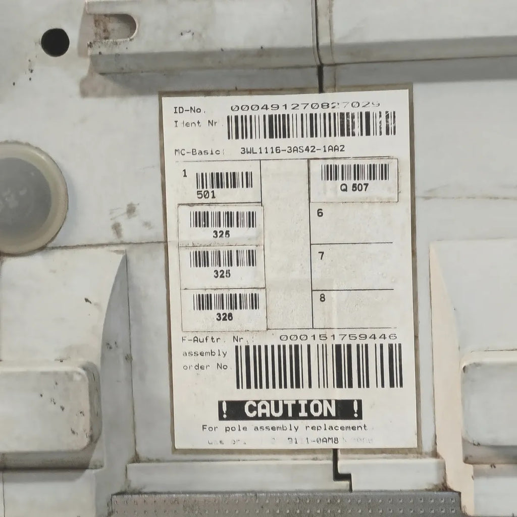 Siemens 3WL1112-2CB45-4GS4-Z ACB WL I 1250 N 1250A 1000V AC ETU25B Cat B