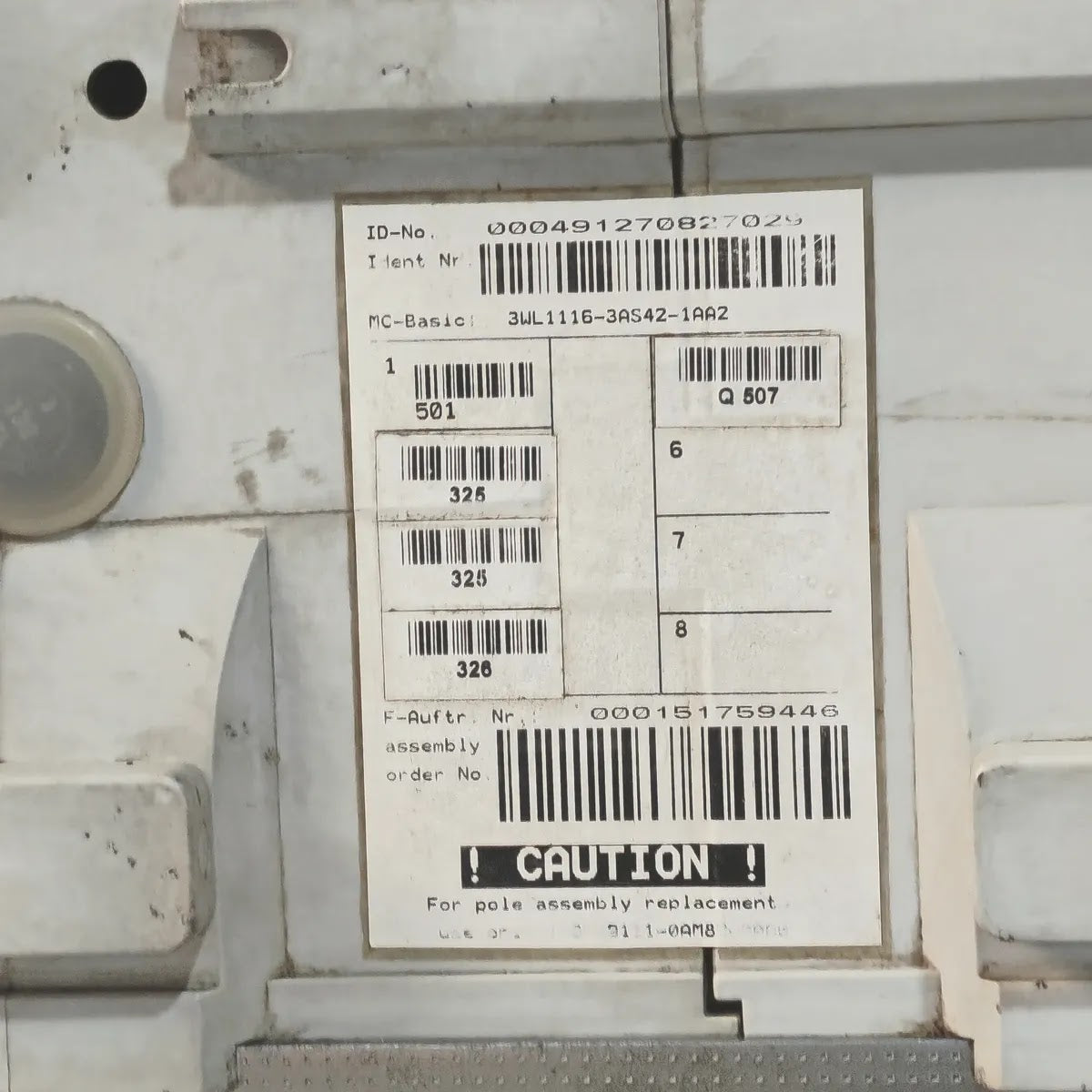 Siemens 3WL1112-2CB45-4GS4-Z ACB WL I 1250 N 1250A 1000V AC ETU25B Cat B