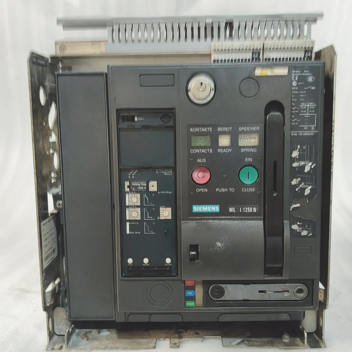 Siemens 3WL1112-2CB45-4GS4-Z ACB WL I 1250 N 1250A 1000V AC ETU25B Cat B