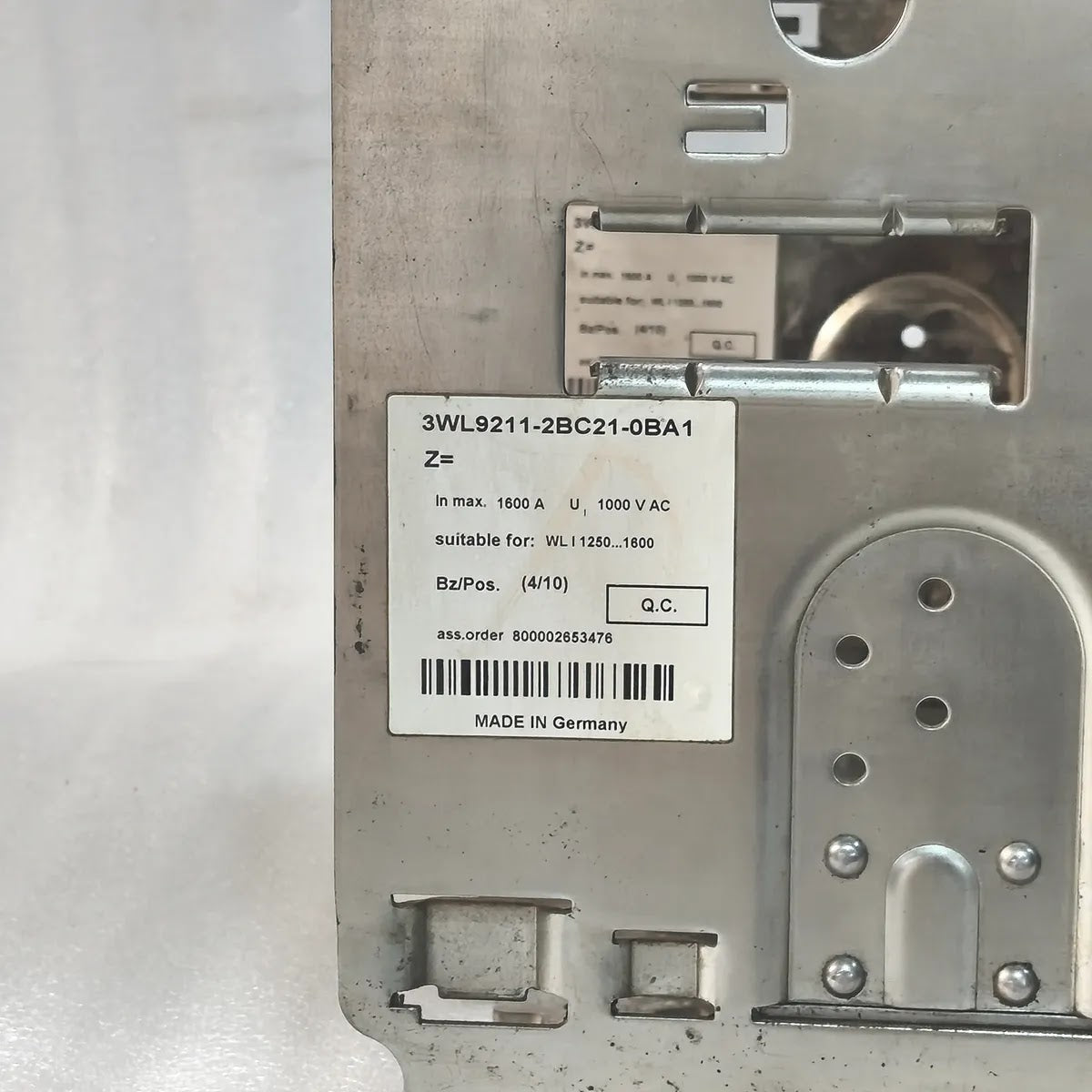 Siemens 3WL1112-2CB45-4GS4-Z ACB WL I 1250 N 1250A 1000V AC ETU25B Cat B