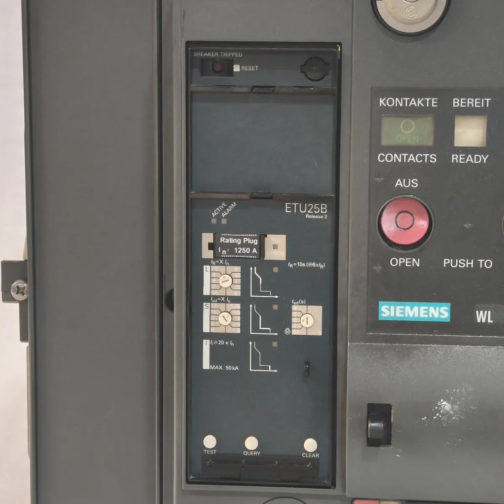 Siemens 3WL1112-2CB45-4GS4-Z ACB WL I 1250 N 1250A 1000V AC ETU25B Cat B