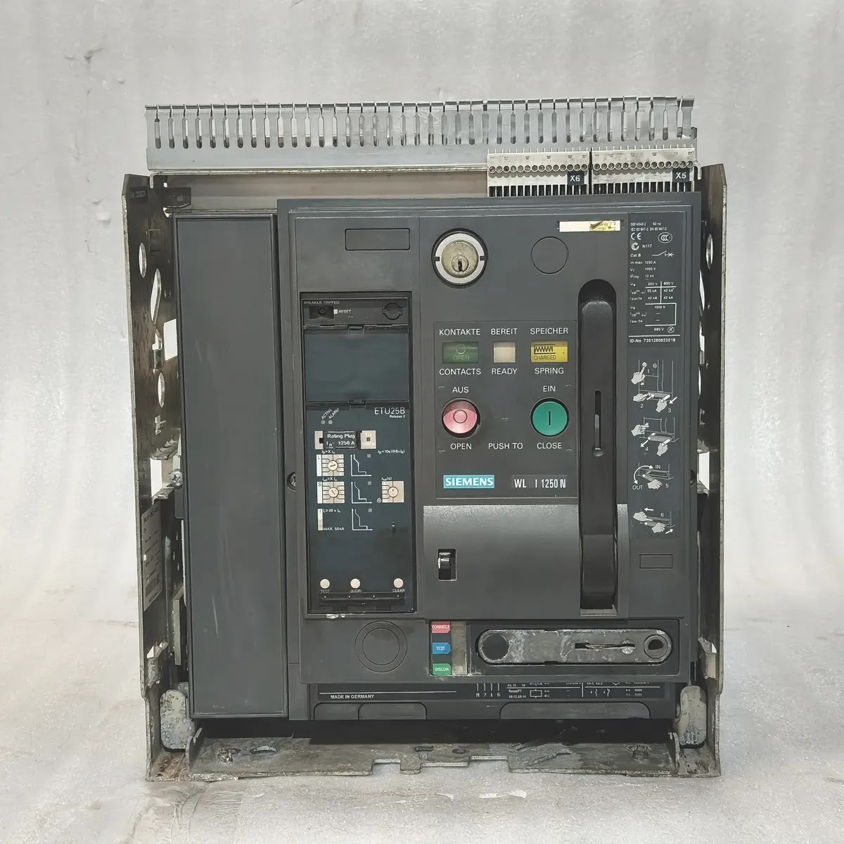 Siemens 3WL1112-2CB46-4GS4-Z Air Circuit Breaker WL I 1250 N 4-Pole 1250A 1000V
