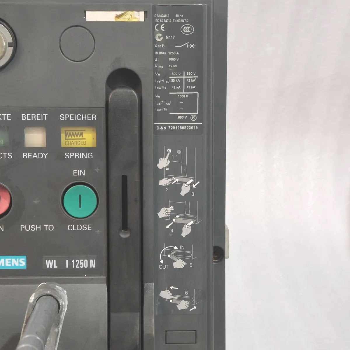 Siemens 3WL1112-2CB46-4GS4-Z Air Circuit Breaker WL I 1250 N 4-Pole 1250A 1000V