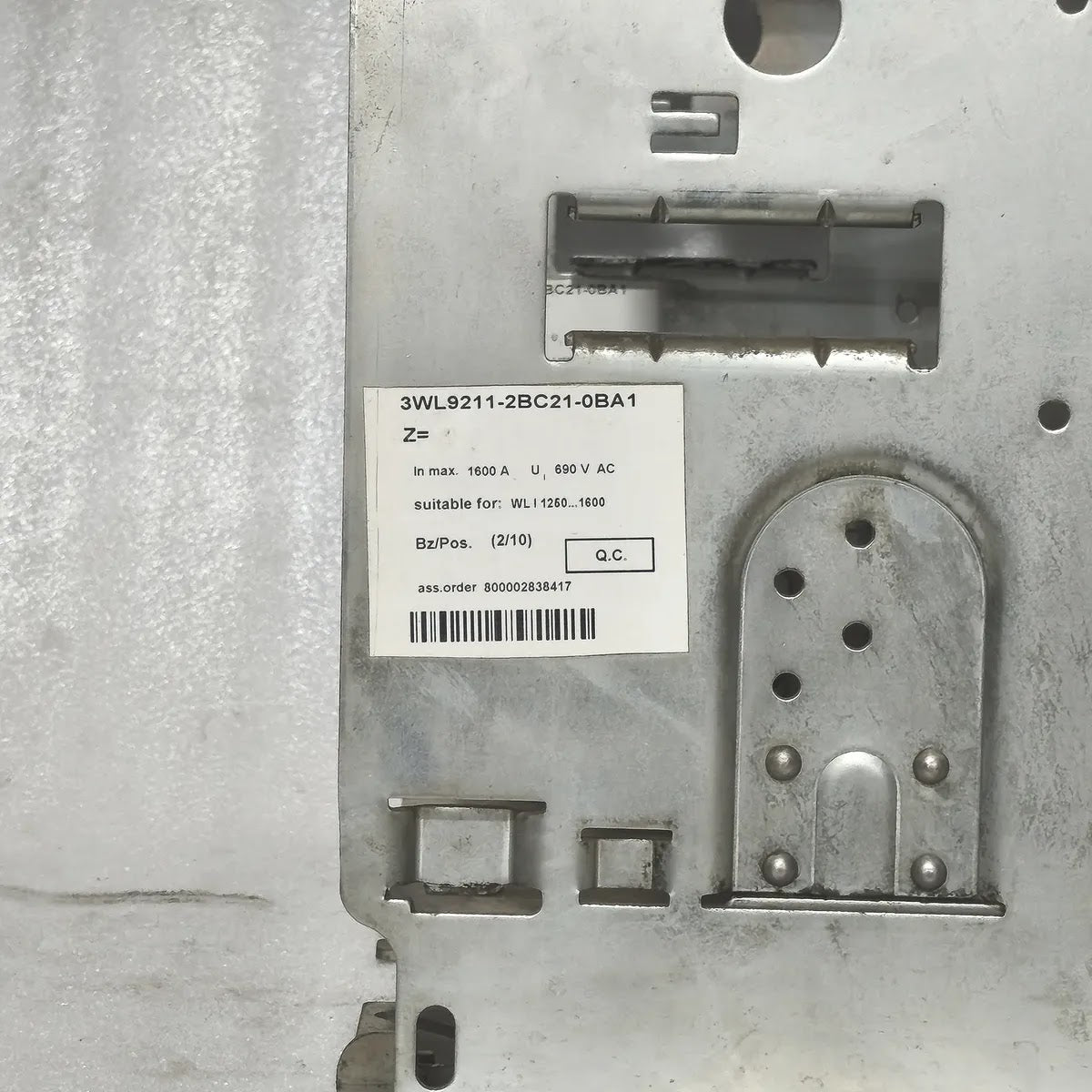 Siemens WL I 1250 N Air Circuit Breaker 3WL1112-2CB45-4GS4-Z 1250A 690V ETU25B