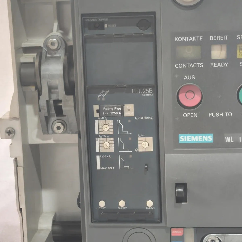 Siemens 3WL1112-2CB46-4GS4-Z ACB WL I 1250 N 1250A 1000V 12kV Rating Plug 1250A