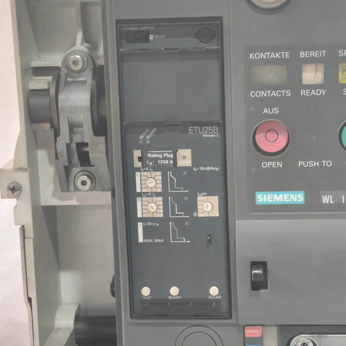 Siemens 3WL1112-2CB46-4GS4-Z ACB WL I 1250 N 1250A 1000V 12kV Rating Plug 1250A