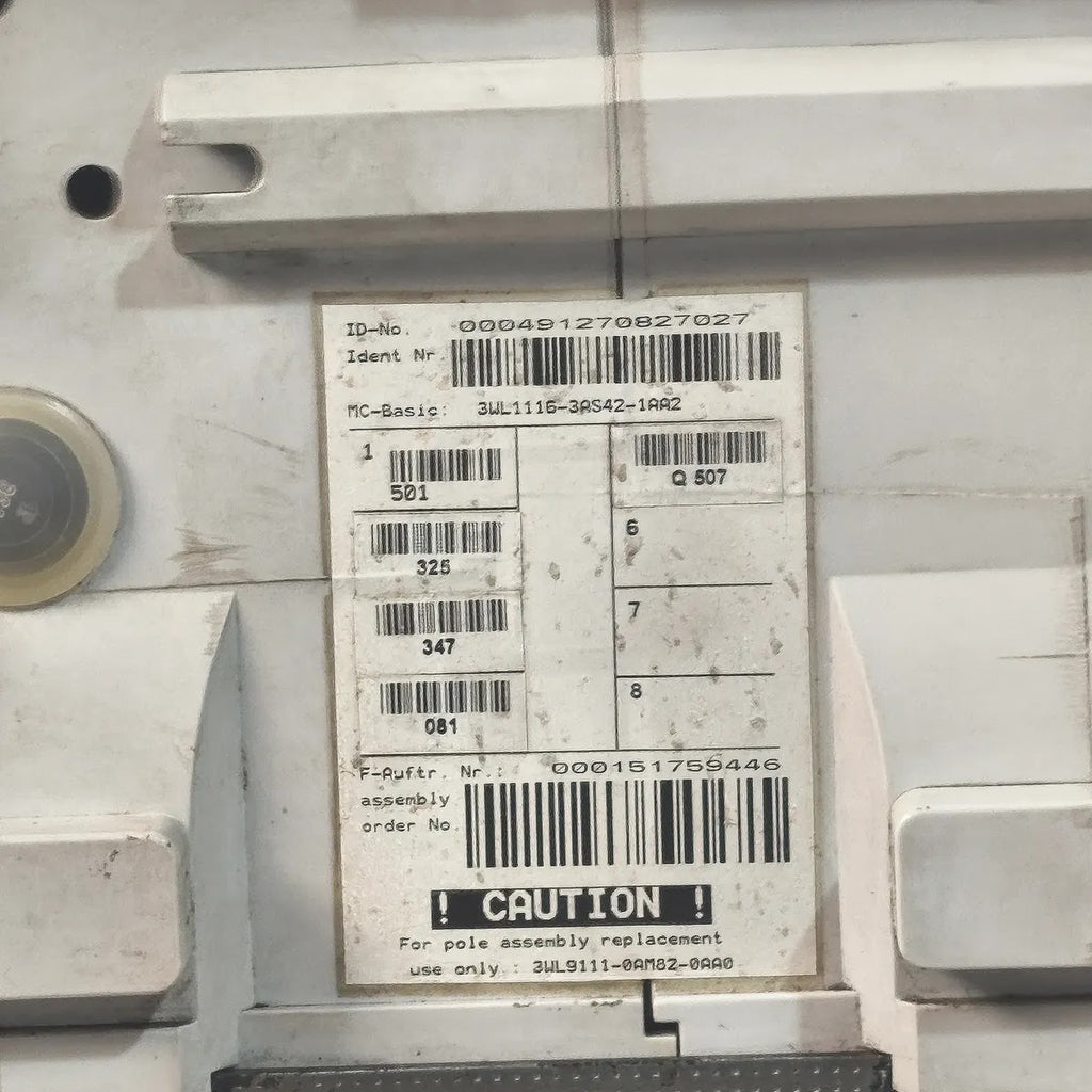 Siemens WL I 1250 N Air Circuit Breaker 3WL1116-3AS42-1AA2 1250A 1000V 55kA