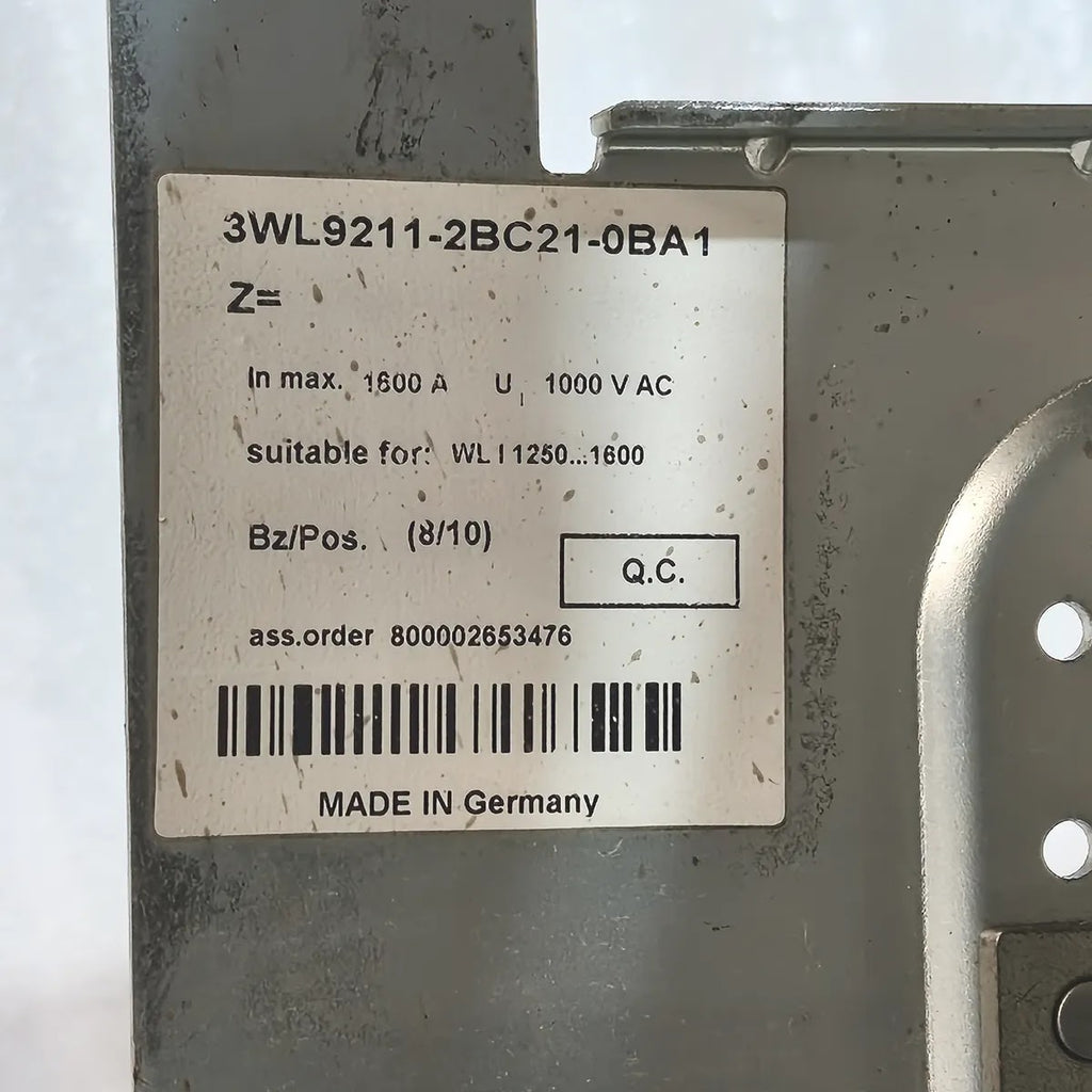 Siemens WL I 1250 N Air Circuit Breaker 3WL1116-3AS42-1AA2 1250A 1000V 55kA