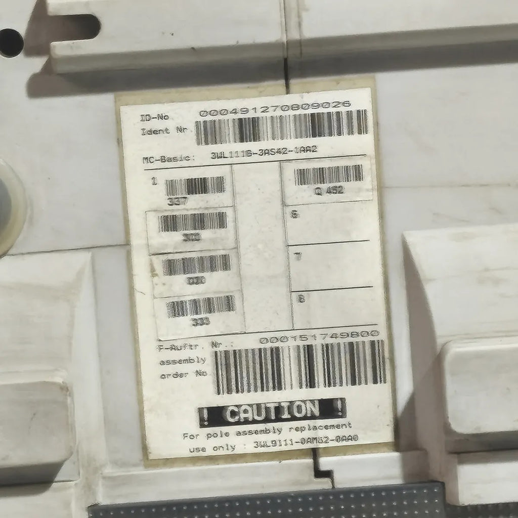 Siemens WL I 1250 N Air Circuit Breaker ETU25B 1250A 3WL1116-3AS42-1AA2 4-Pole