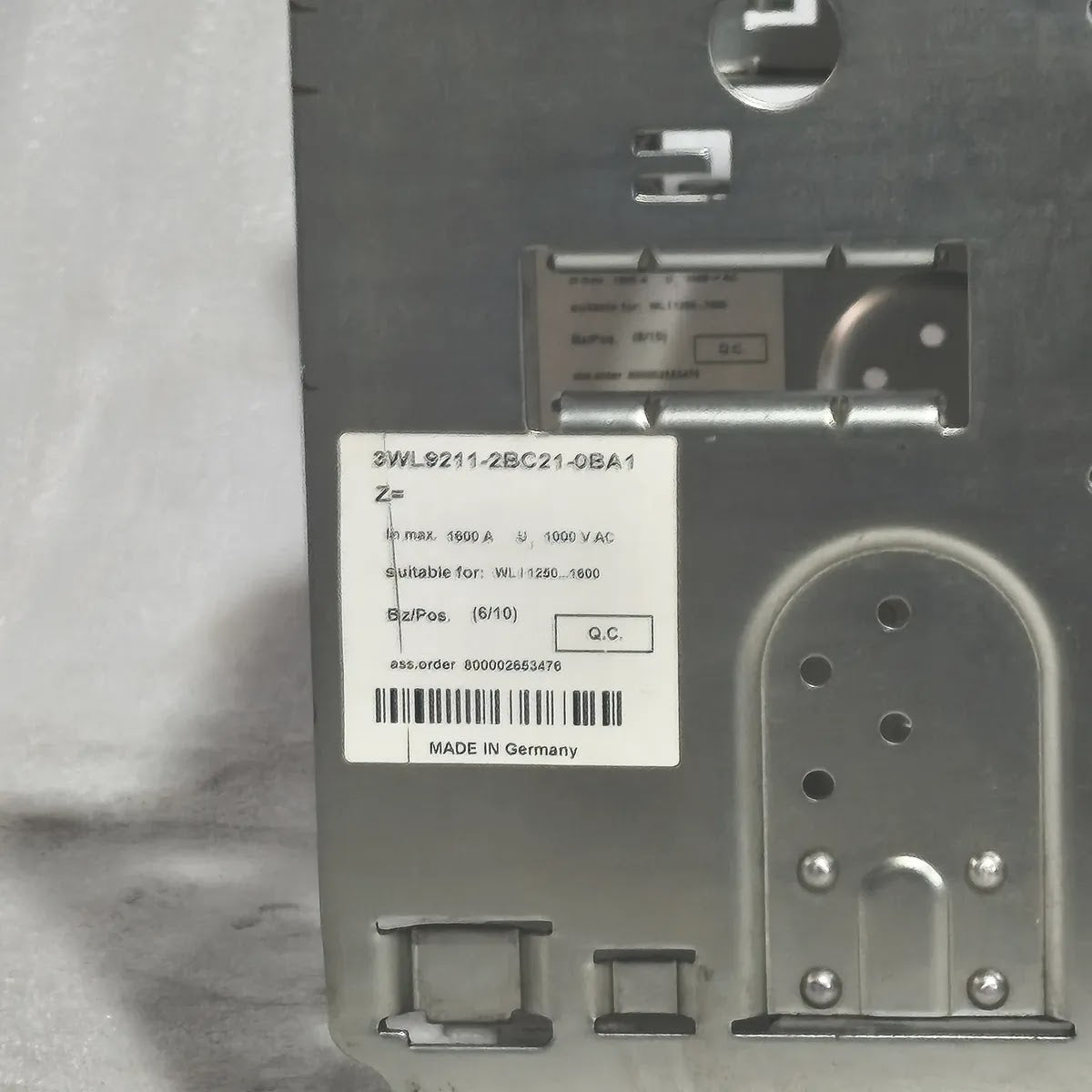 Siemens WL I 1250 N Air Circuit Breaker ETU25B 1250A 3WL1116-3AS42-1AA2 4-Pole