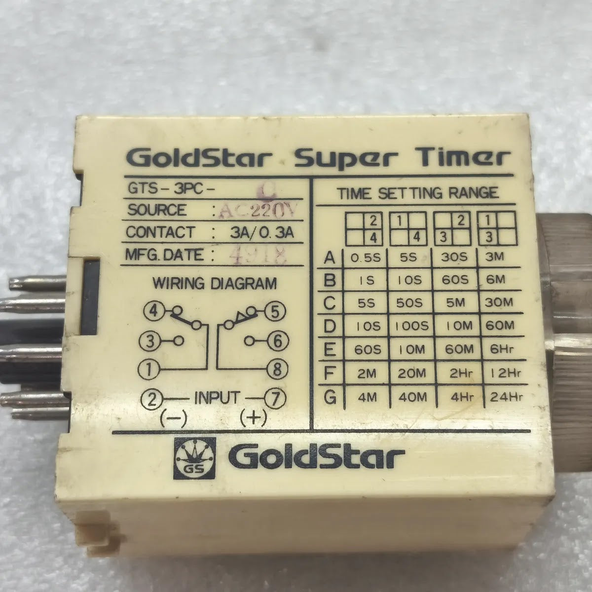 GOLDSTAR GTS-3PC-C Super Timer Time Delay Relay AC220V 0-50 SEC