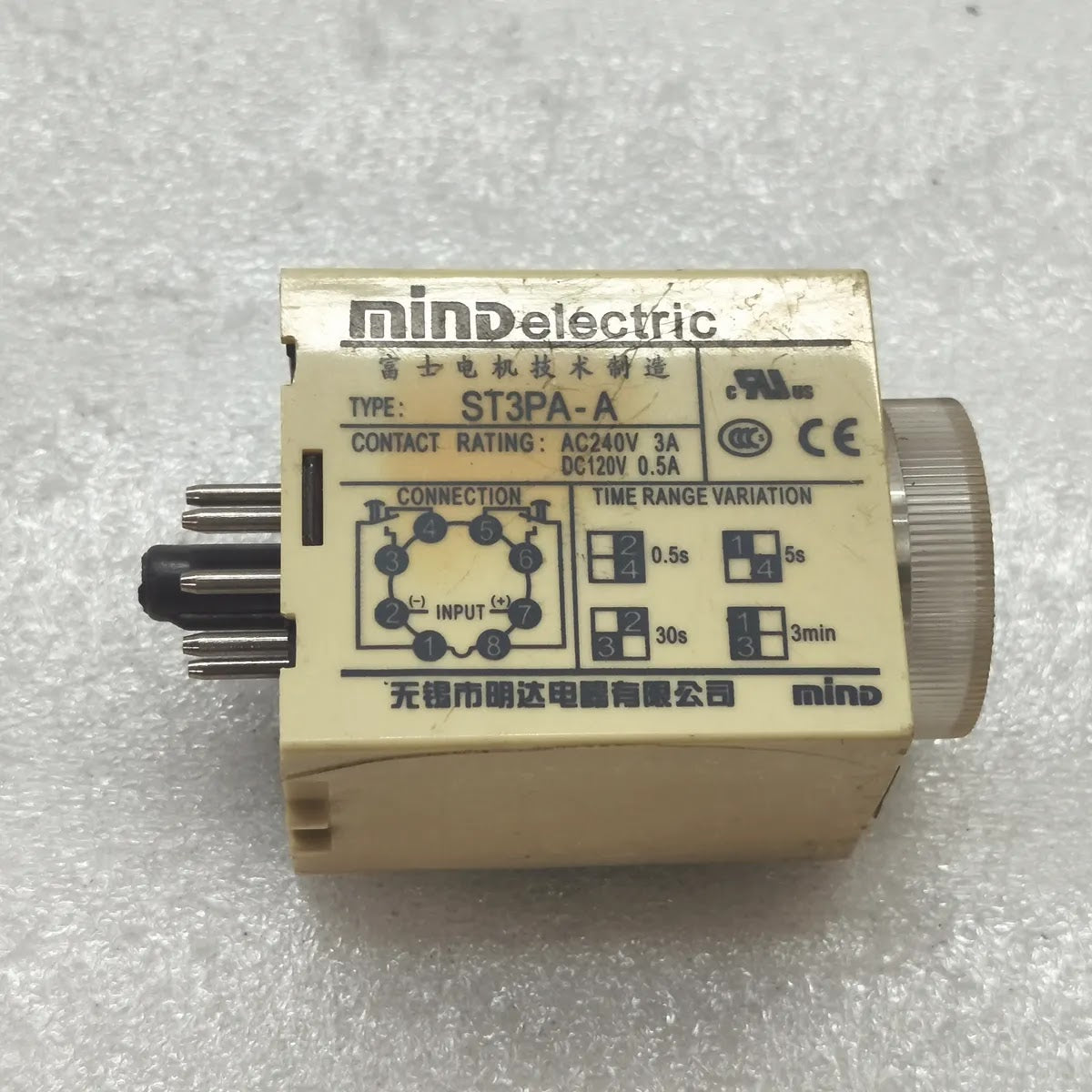 MIND ELECTRIC ST3PA-A On-Delay Timer Relay 220VAC 3A