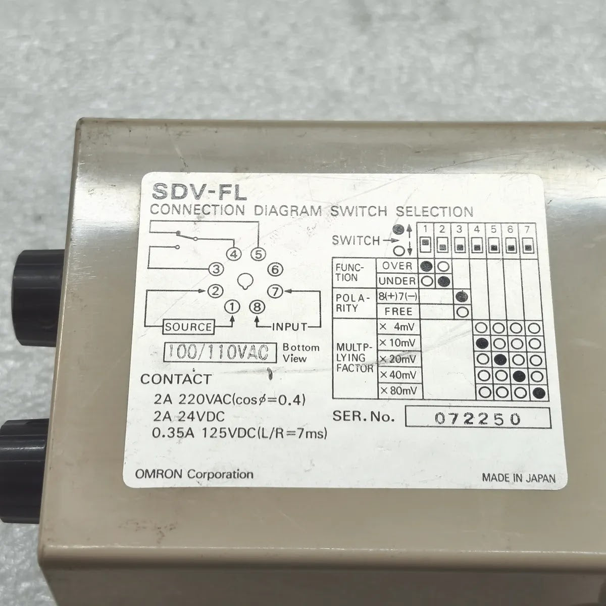 OMRON SDV-FL6 Voltage Sensor 100/110VAC