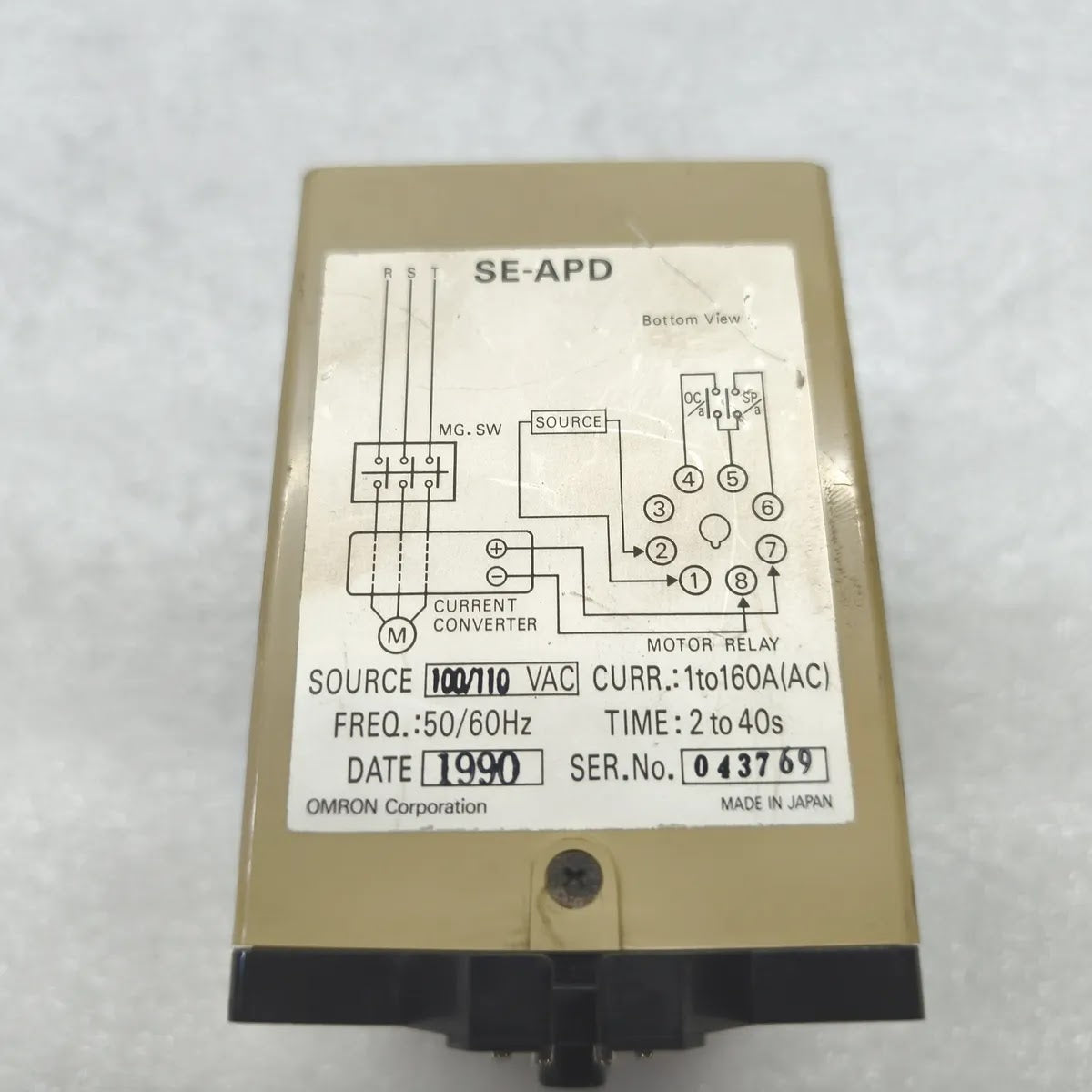 OMRON SE-AP1D Motor Relay 100/110VAC 1-160A