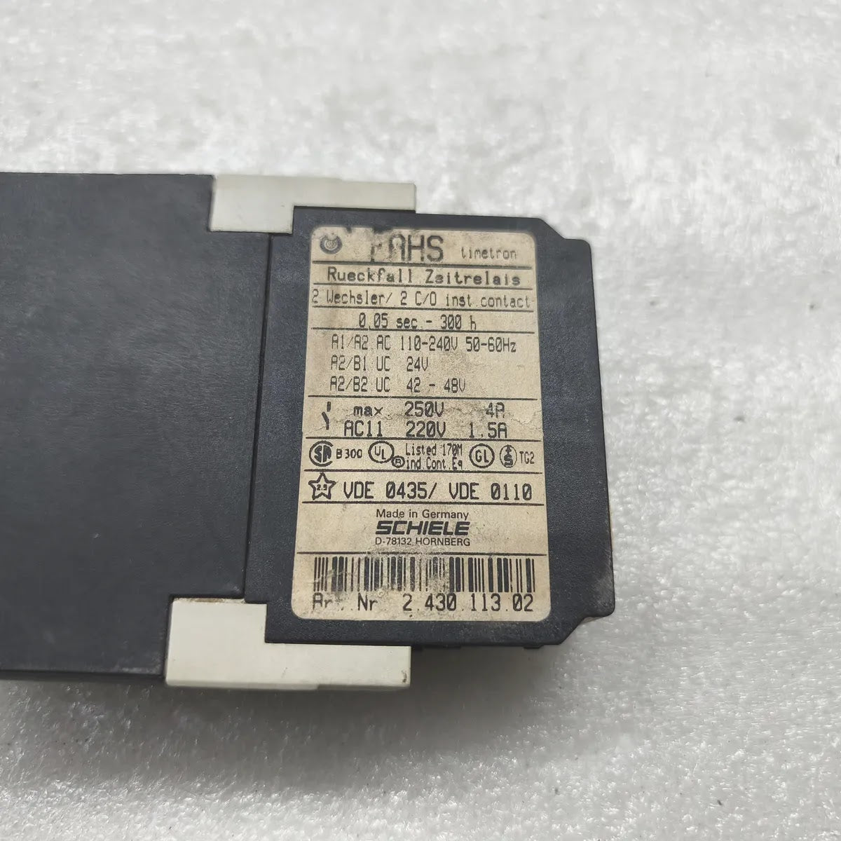 SCHIELE 2.430.113.02 AHS Off-Delay Timer Relay 110-240VAC