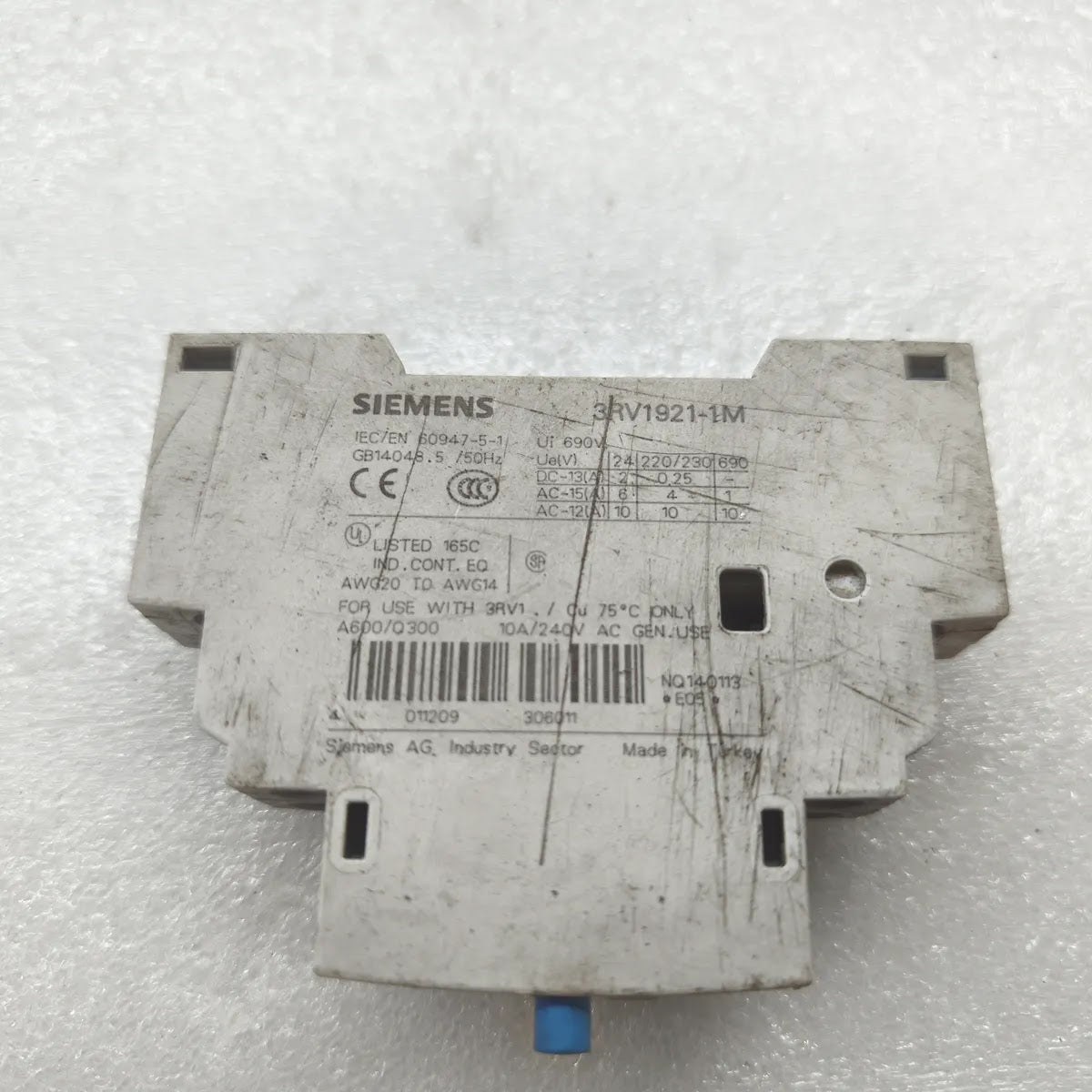 SIEMENS 3RV1921-1M Auxiliary Contact Block 690V 10A IEC/EN 60947-5-1