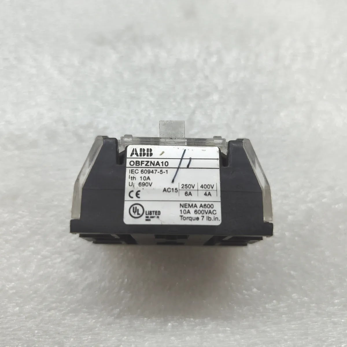 ABB OBFZNA10 AUXILIARY CONTACT BLOCK IEC 60947-5-1 10A 690V AC15