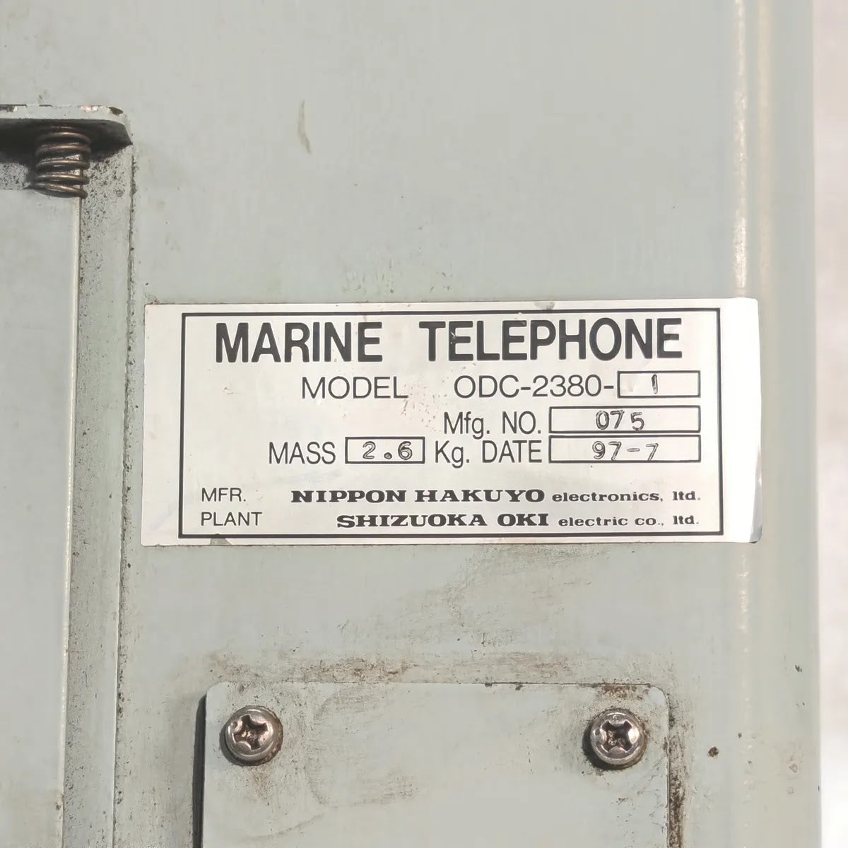 NIPPON HAKUYO ODC-2380 Marine Telephone Elevator Handset Unit OKI
