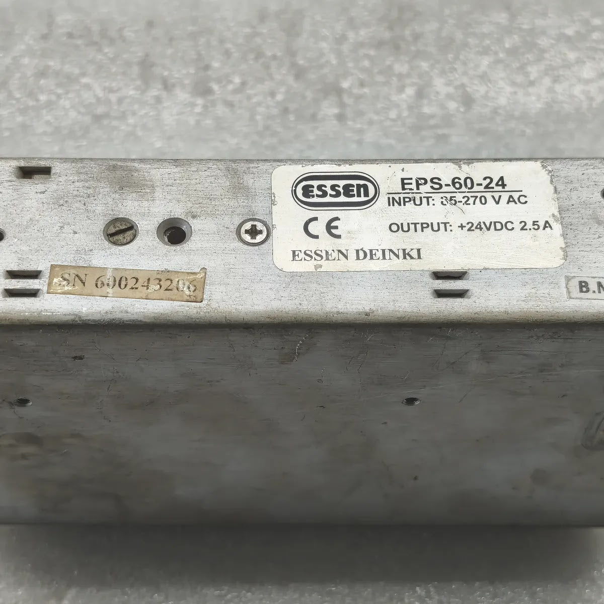 ESSEN EPS-60-24 DC Power Supply INPUT 85-270V AC OUTPUT +24VDC 2.5A