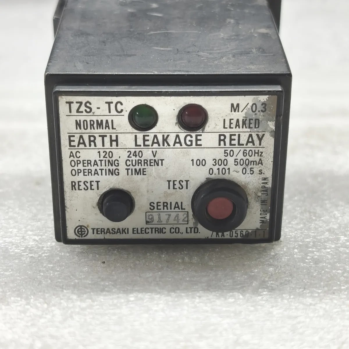 TERASAKI ELECTRIC TZS-TC M/0.3 EARTH LEAKAGE RELAY AC 120/240V 50/60Hz
